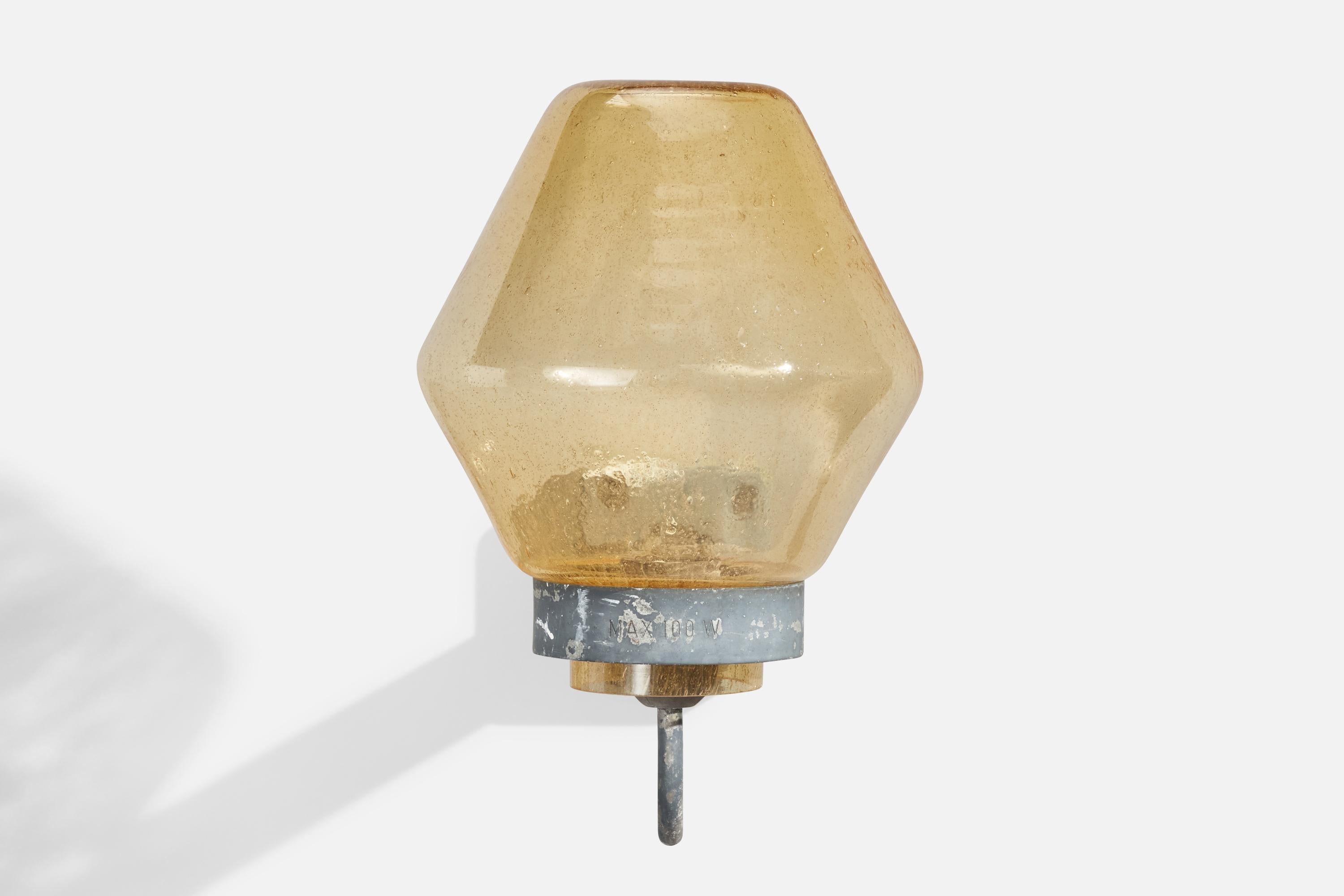 Swedish ASEA, Wall Light, Metal, Glass, Sweden, 1940s