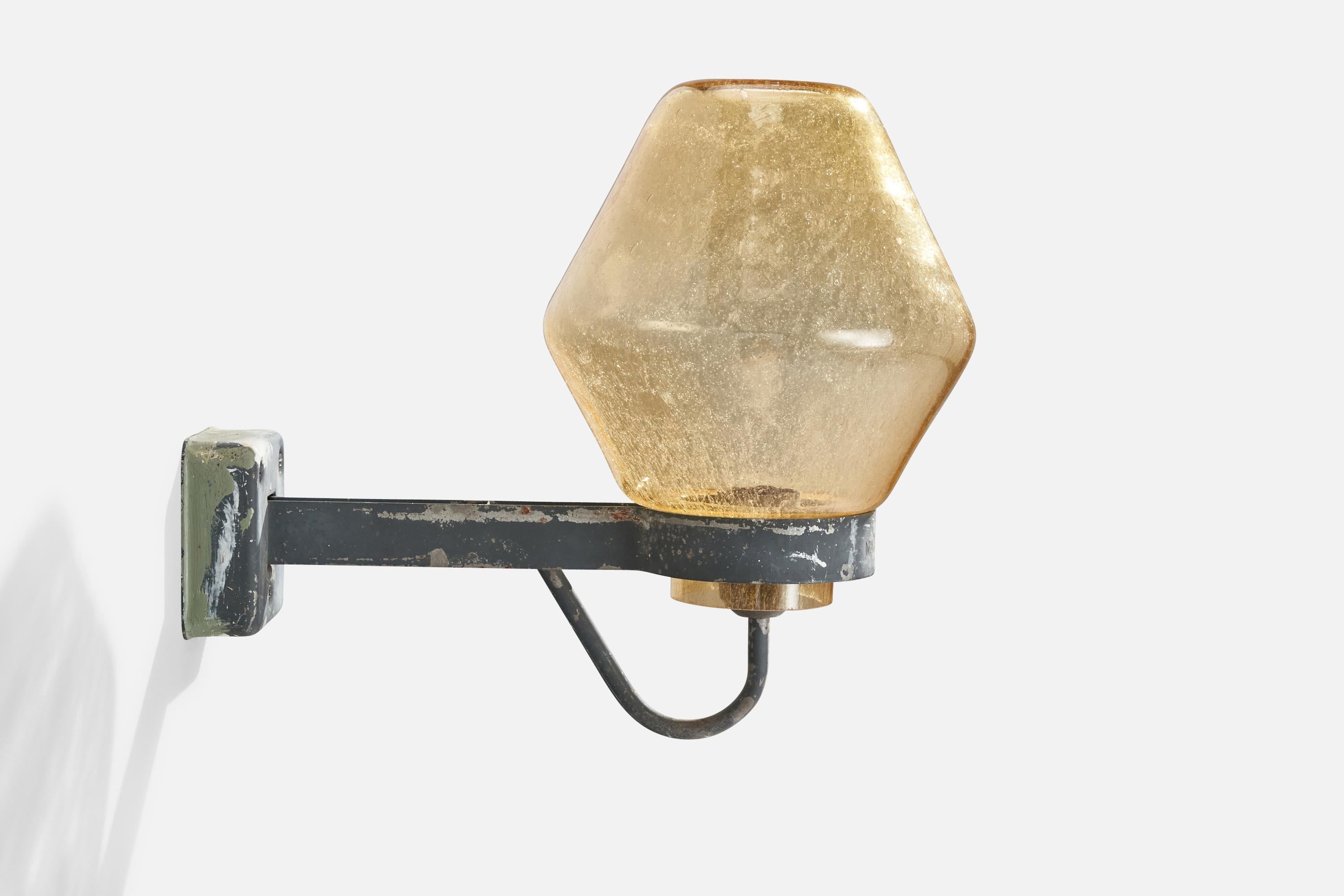 ASEA, Wall Light, Metal, Glass, Sweden, 1940s In Distressed Condition In High Point, NC