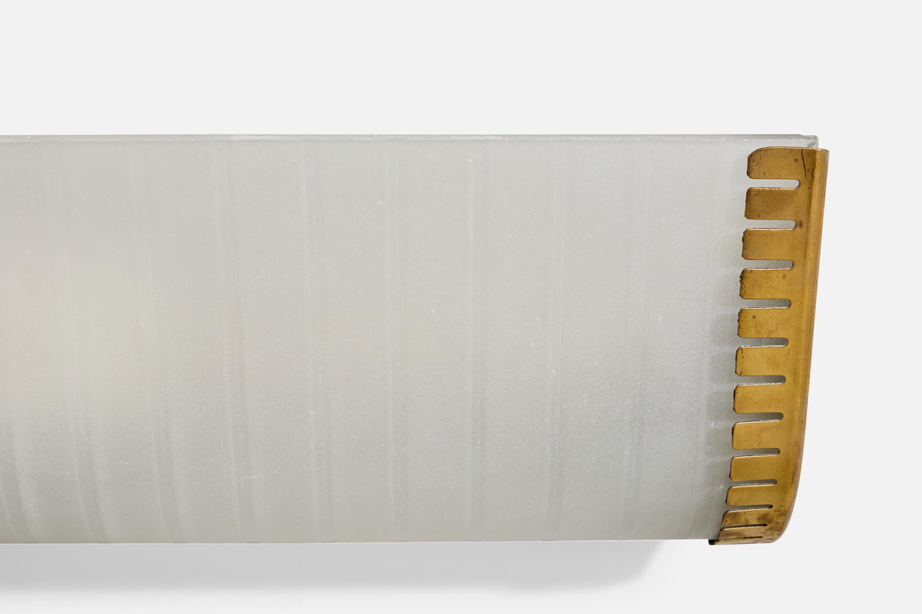 Ottone ASEA, Wall Lights, Brass, Glass, Sweden, 1940s in vendita