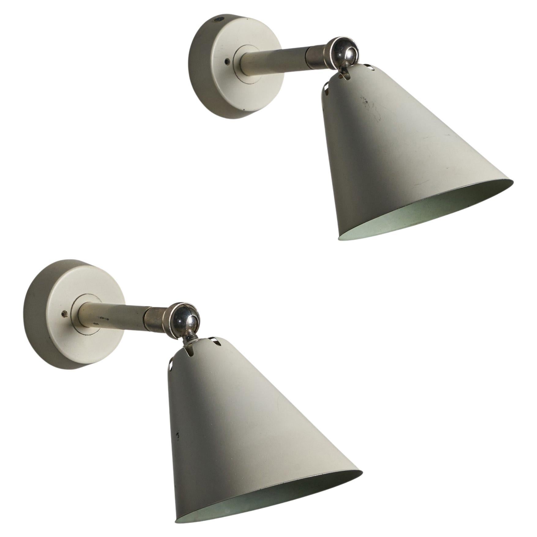 ASEA, Wall Lights, Chrome, Metal, Sweden, 1930s For Sale