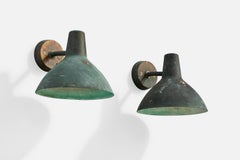 ASEA, Wall Lights, Copper, Sweden, 1940s