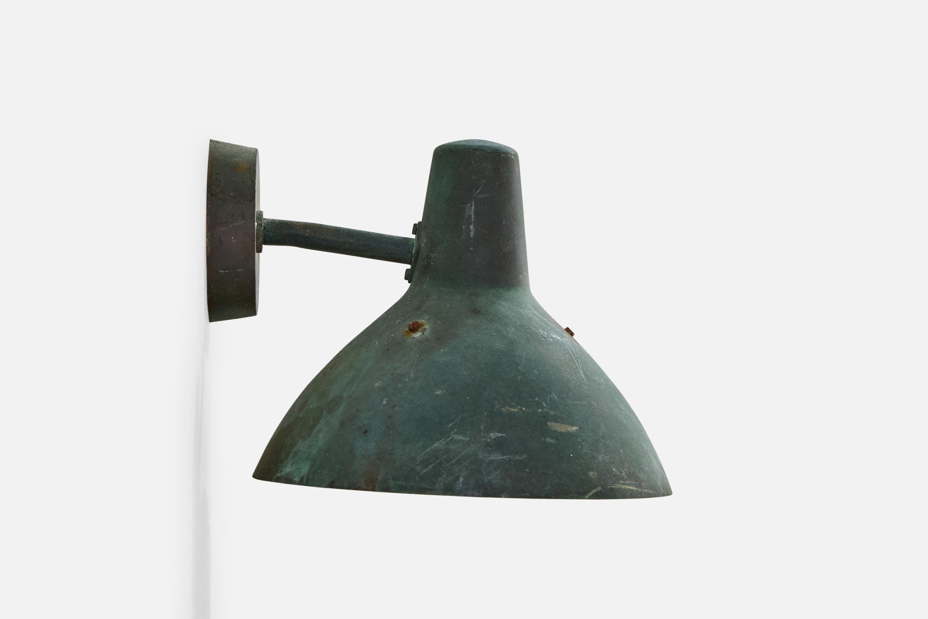 ASEA, Wall Lights, Copper, Sweden, 1940s In Good Condition For Sale In High Point, NC
