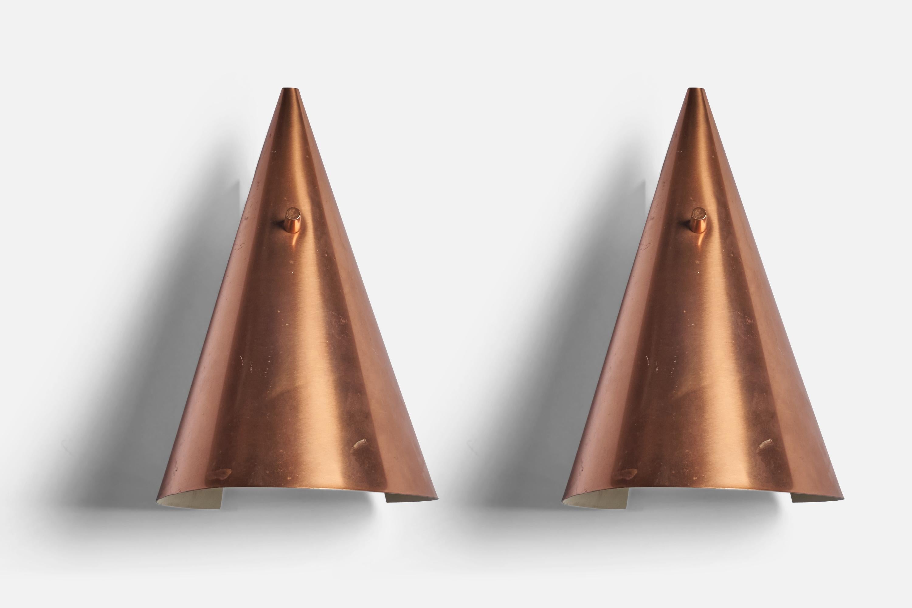 Mid-20th Century ASEA, Wall Lights, Copper, Sweden, 1950s For Sale