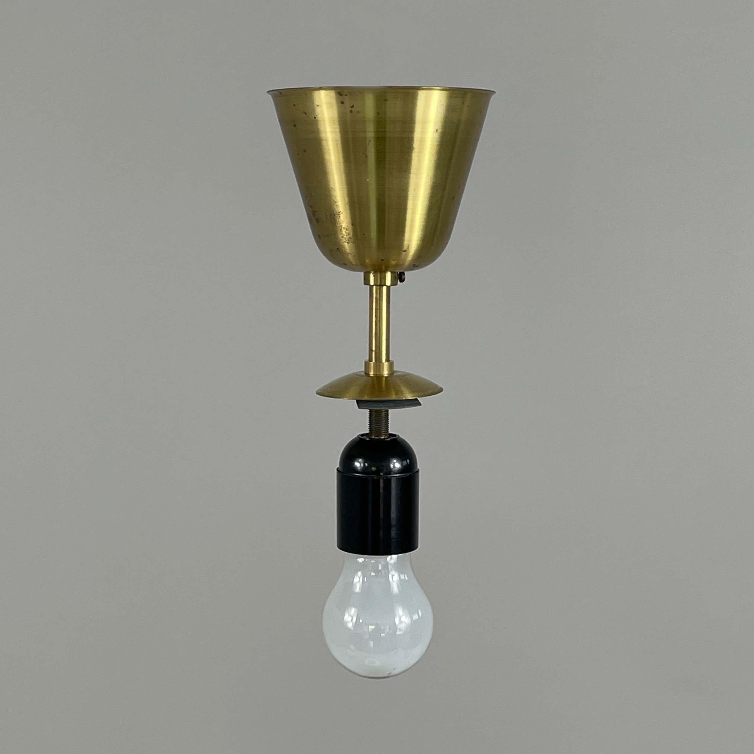 ASEA White Opaline Glass & Brass Pendant, Sweden 1940s For Sale 4