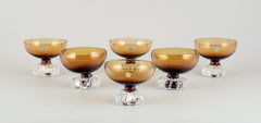 Åseda Glasbruk. Six cocktail glasses/dessert bowls in mouth-blown art glass