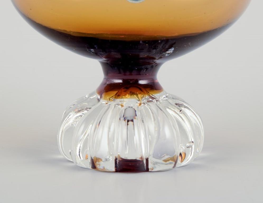 Mid-20th Century Åseda Glasbruk. Six cocktail glasses/dessert bowls in mouth-blown art glass For Sale