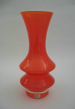 ÅSEDA GLASS - BO BORGSTRÖM - Orange Glass Vase - Signed - Sweden - Circa 1960's