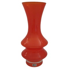 ÅSEDA GLASS - BO BORGSTRÖM - Orange Glass Vase - Signed - Sweden - Circa 1960's