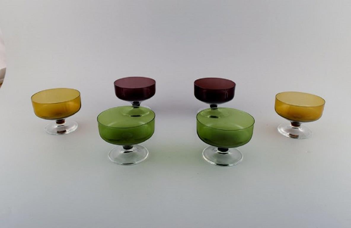 Åseda Glassworks, Sweden. Set of Six Cocktail Glasses/Dessert Bowls in Art Glass In Excellent Condition For Sale In Copenhagen, DK