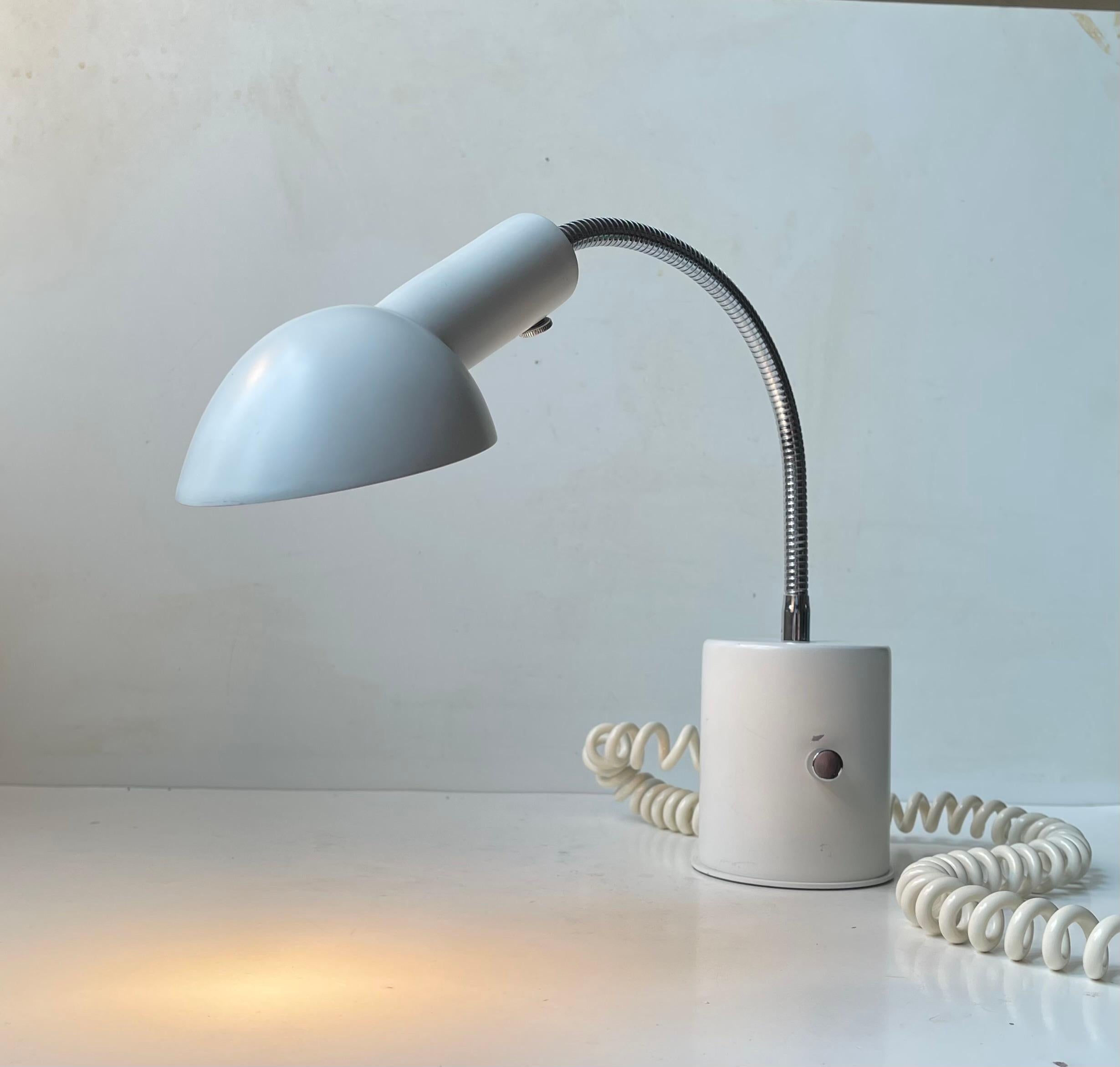 Powder-Coated Asger B. C. White Danish Minimalist Architects Desk or Table Lamp, 1980s For Sale