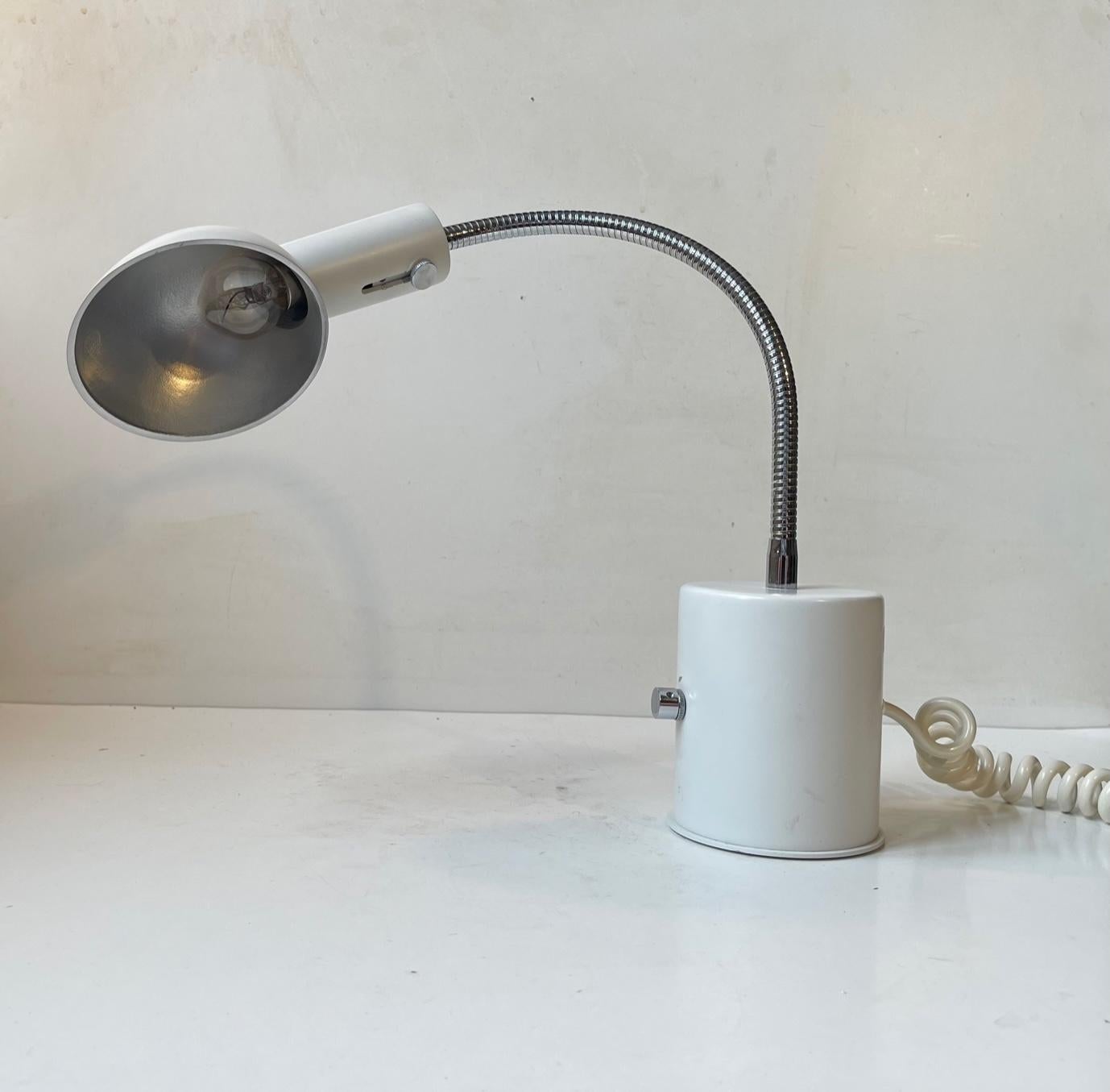 Aluminum Asger B. C. White Danish Minimalist Architects Desk or Table Lamp, 1980s For Sale