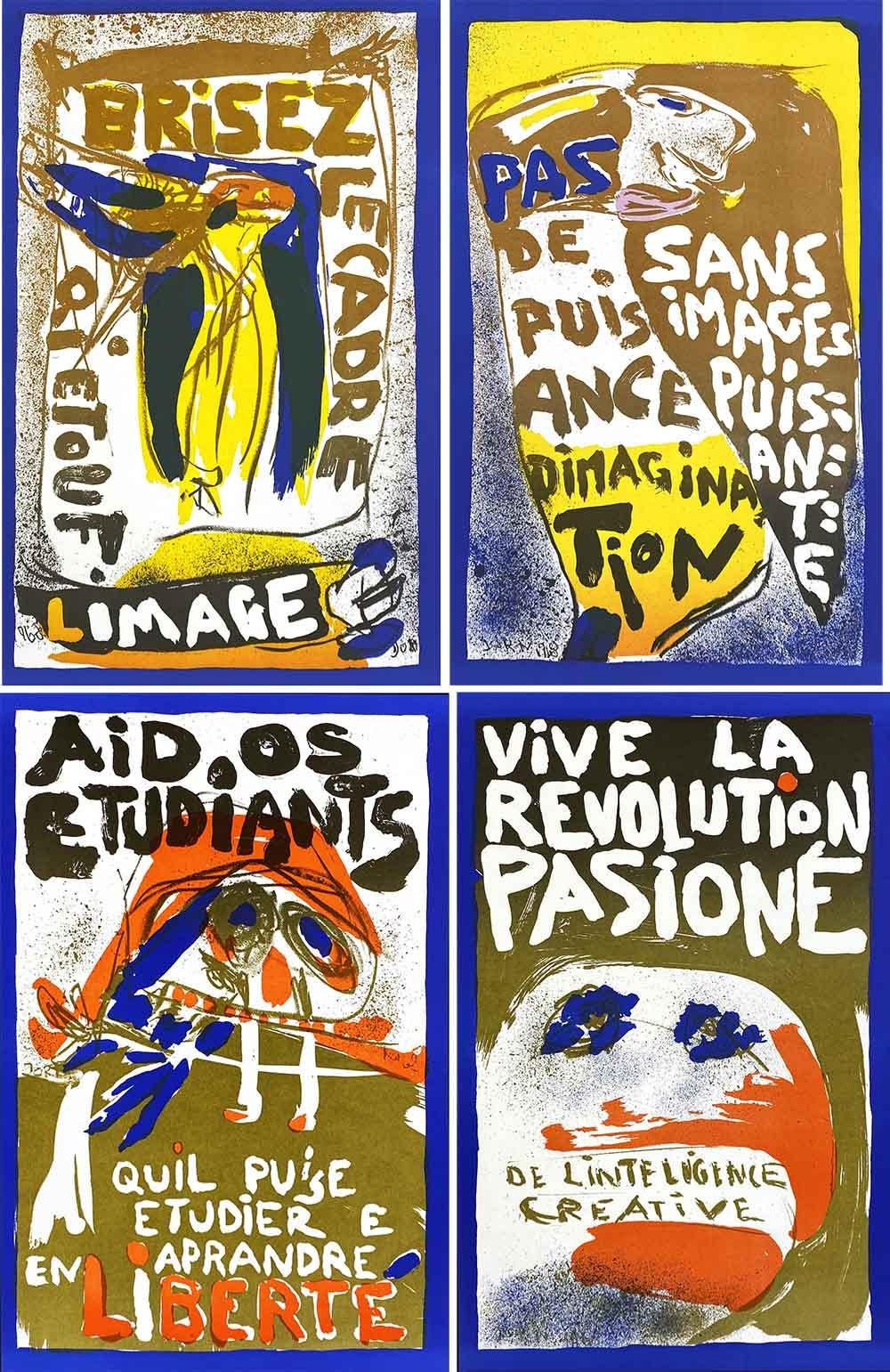 Asger Jorn Asger Jorn, (Revolution poster), 3rd edition, serie of 4 posters For Sale at 1stDibs | ole ahlberg plakat, asger jorn poster, asger jorn plakater