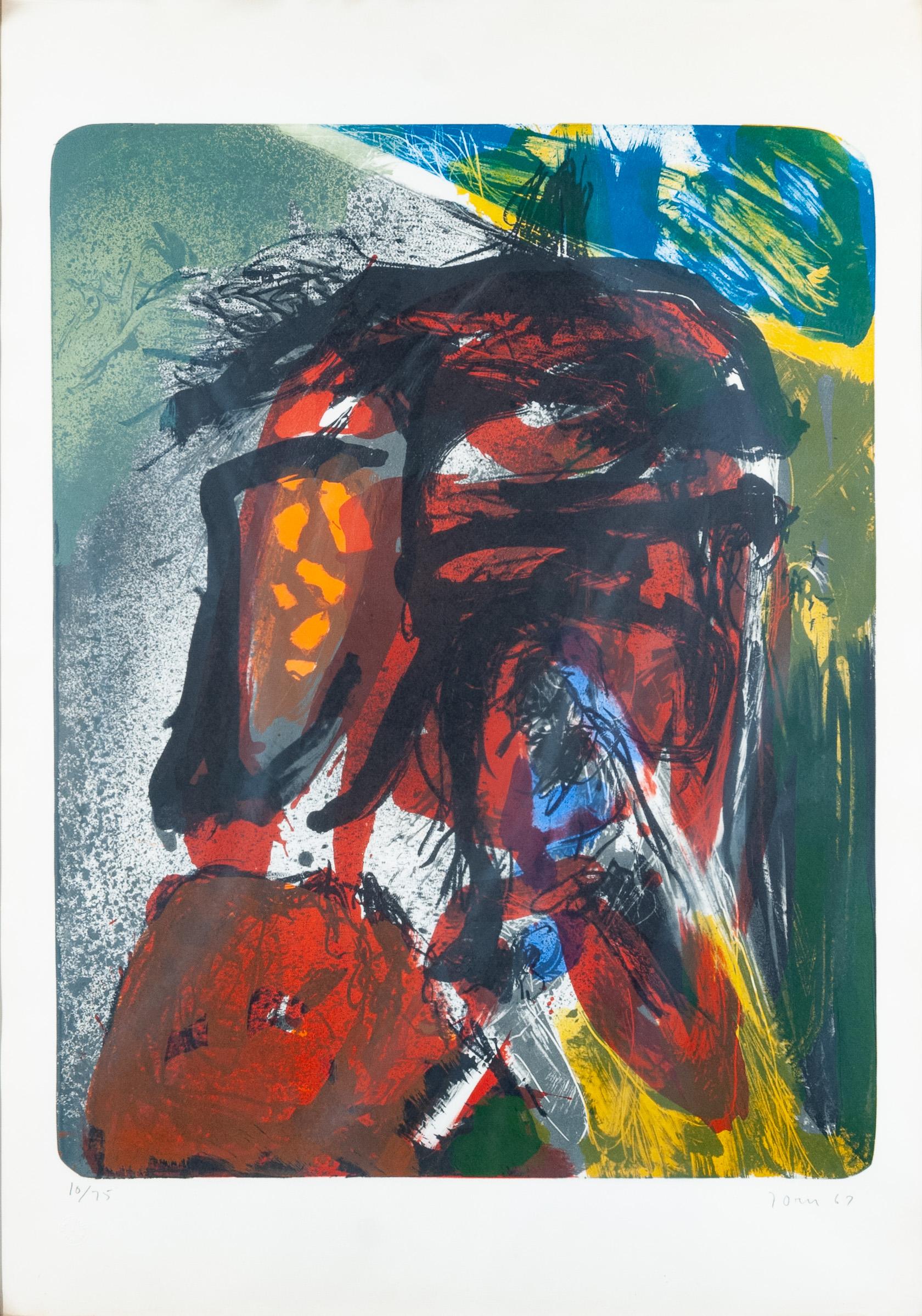 Asger Jorn Abstract Print - Composition from the series "Von Kopf bis Fuss" (1967) litograph in color 10/75