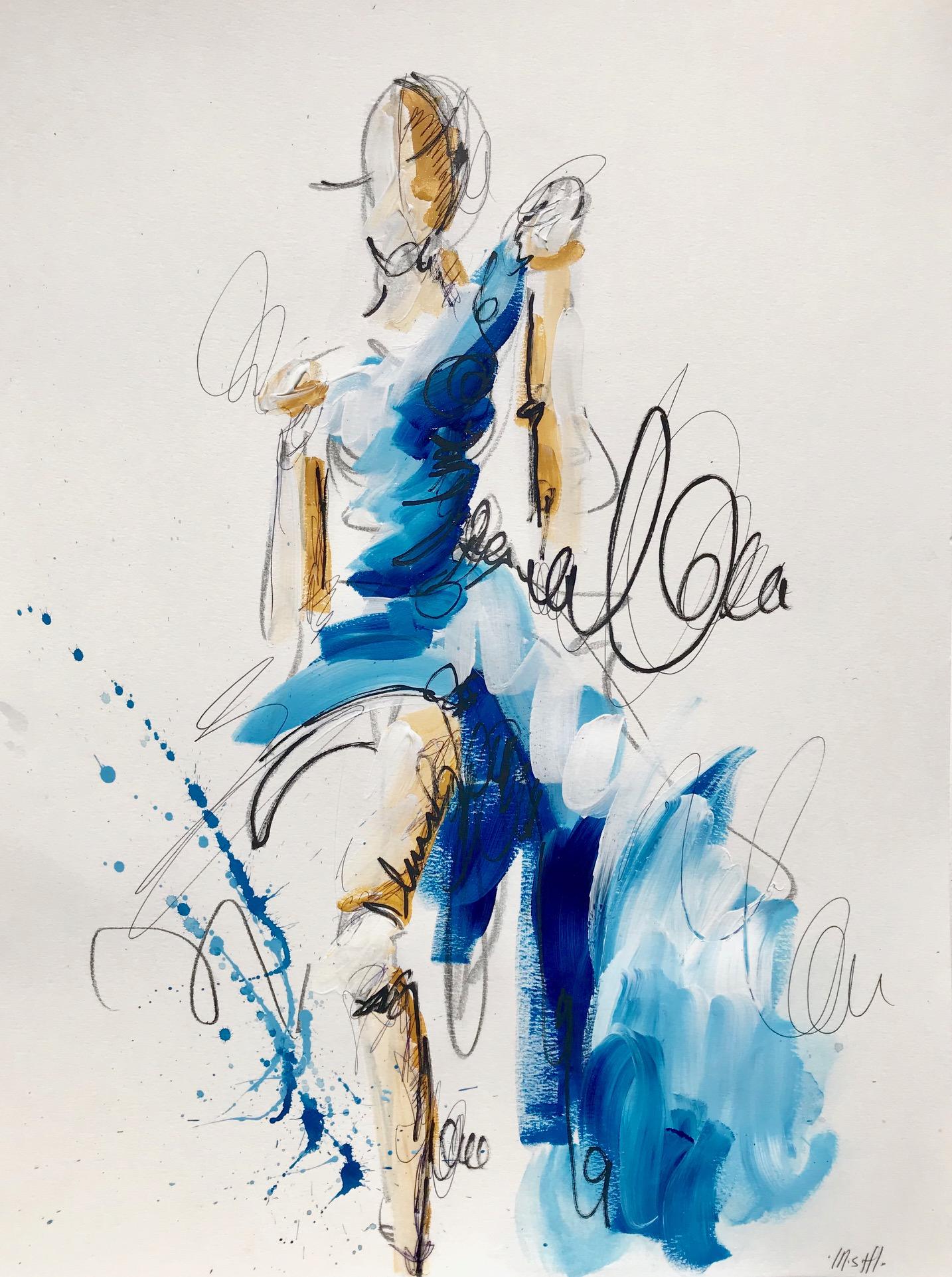 Blue Dress - Mixed Media Art by Ash Almonte
