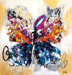 Centered in My Soul  - Colorful Abstract Figurative Textural Butterfly Painting