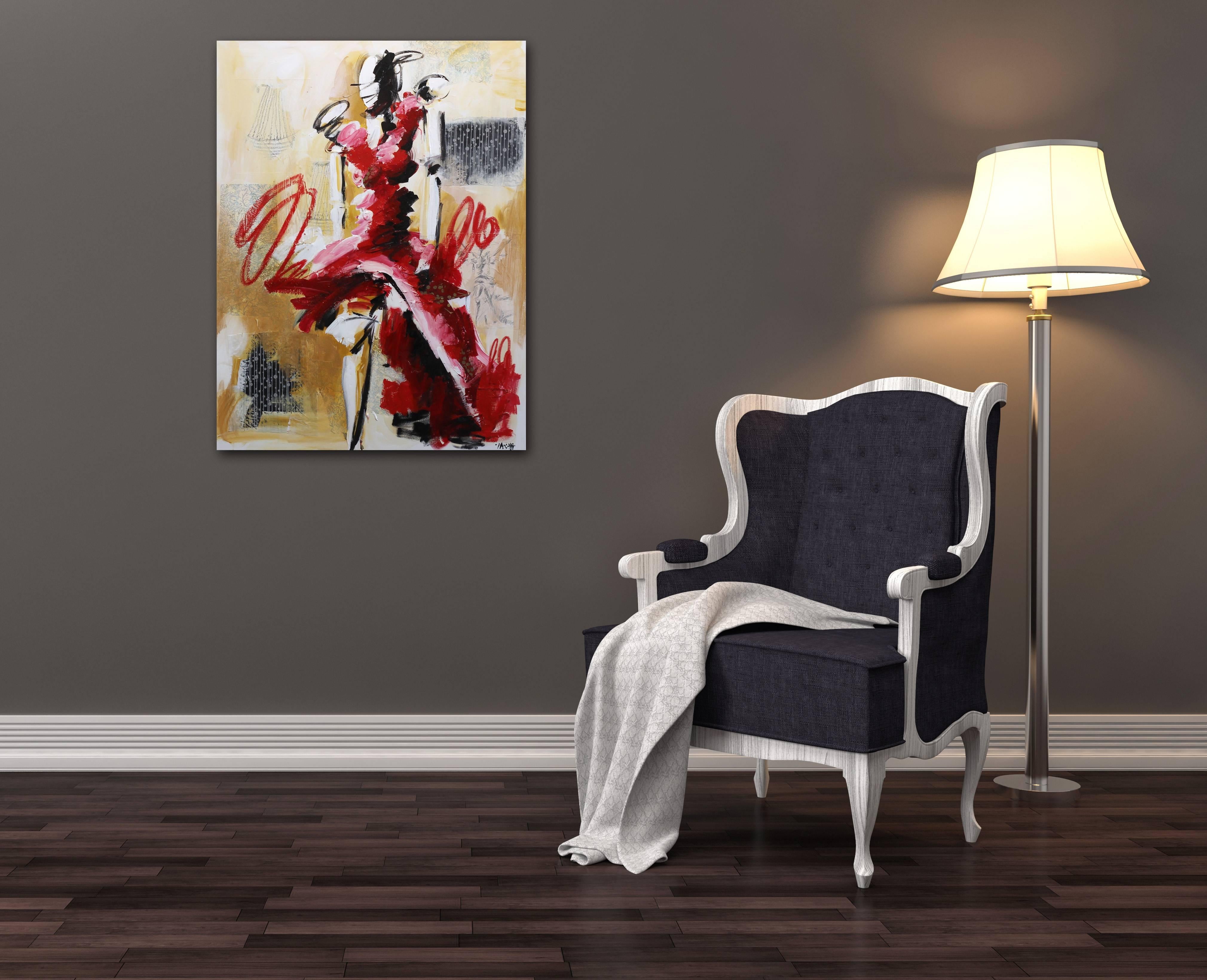 Lady in Red - Contemporary Mixed Media Art by Ash Almonte