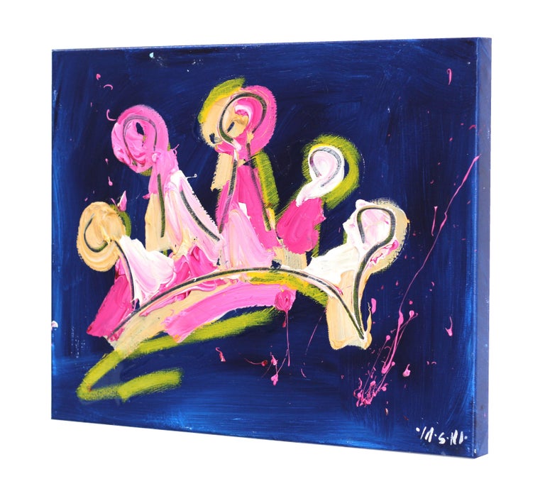 Magenta & Yellow - Pink Abstract Painting by Ash Almonte