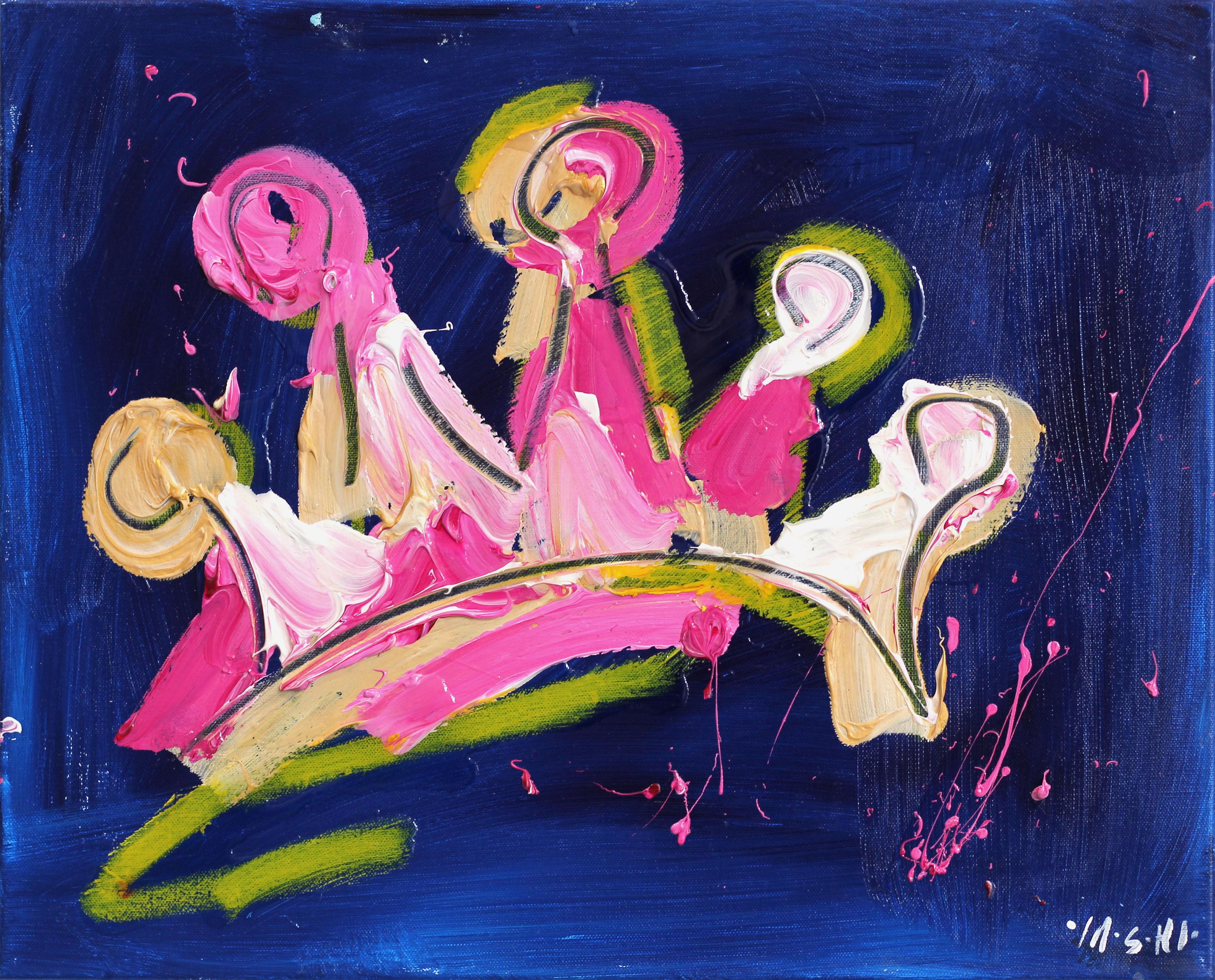 Abstract Painting Ash Almonte - Magenta et jaune