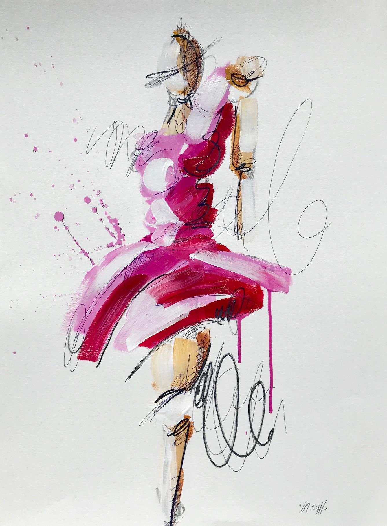 Pink Dress - Mixed Media Art by Ash Almonte