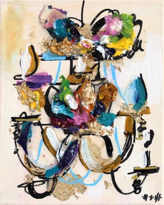 Small Jobs White Gold Chandelier - Acrylic Resin Abstract Textural Painting
