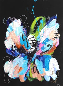 Butterfly bleu tourbillonnant - peinture texturée abstraite sur papier d'archives