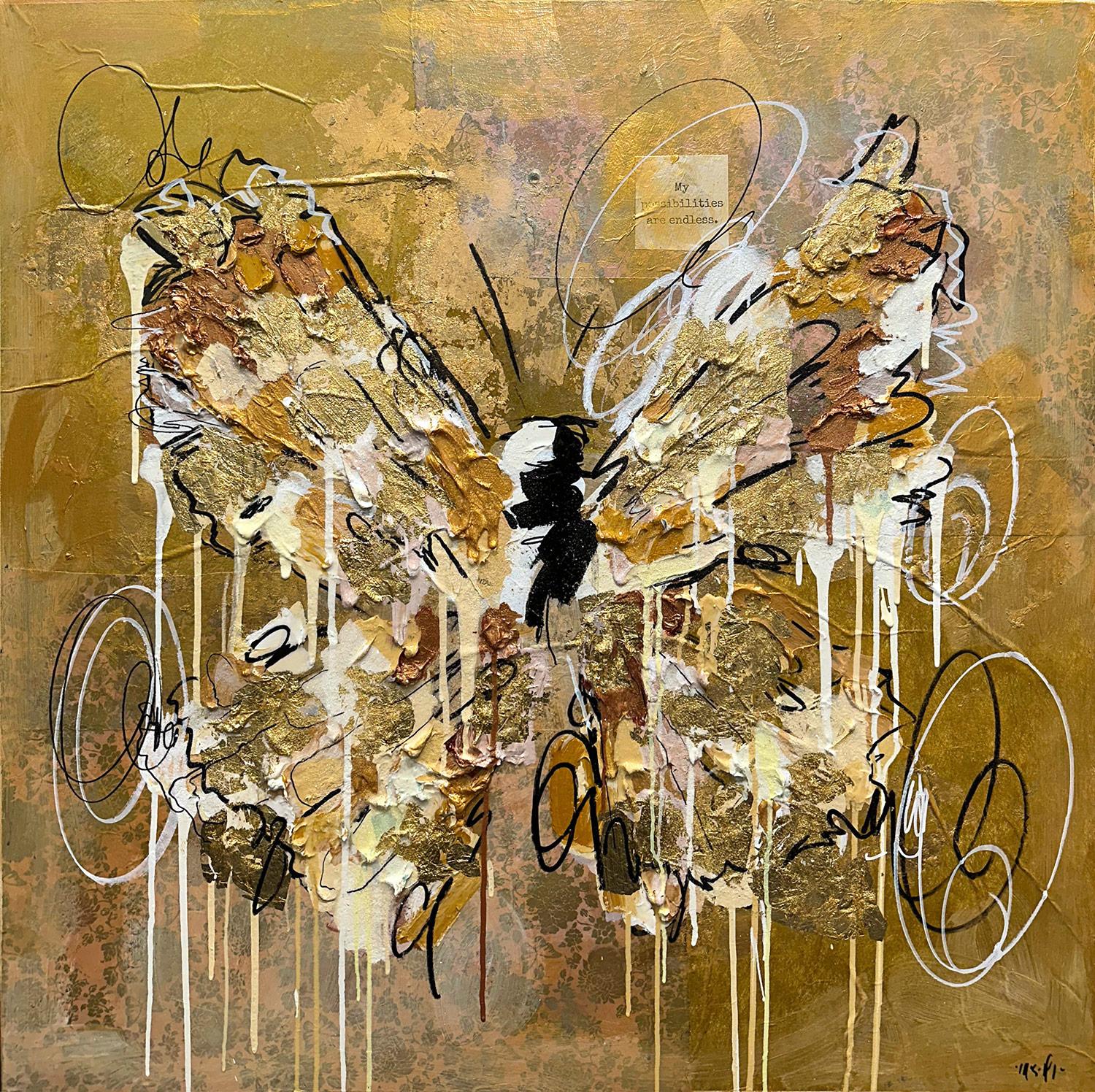 Ash Almonte Figurative Painting - "My Possibilities are Endless" Abstract Butterfly Painting Acrylic on Canvas