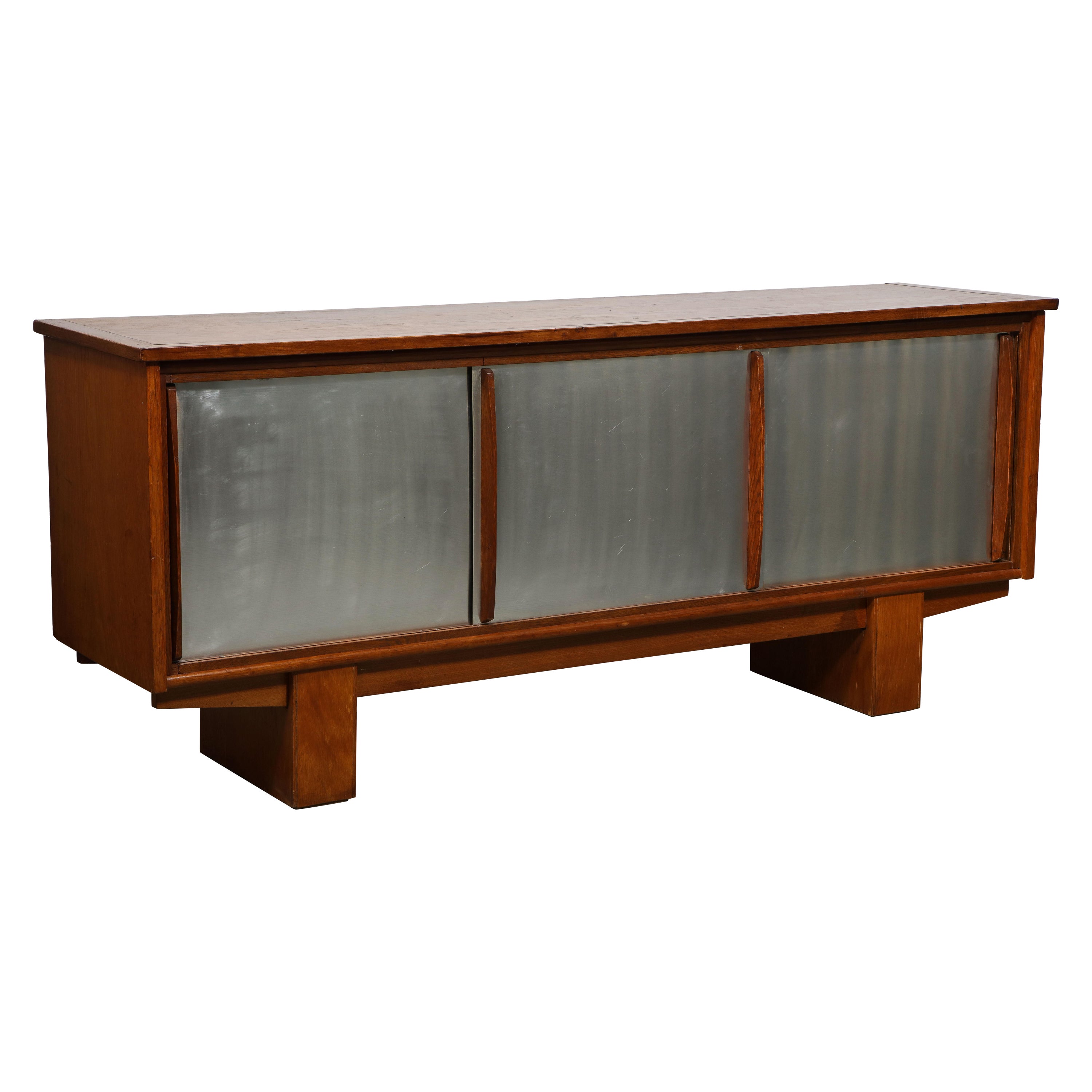 Ash and Aluminum Sideboard Attributed to Charlotte Perriand, France, c. 1950