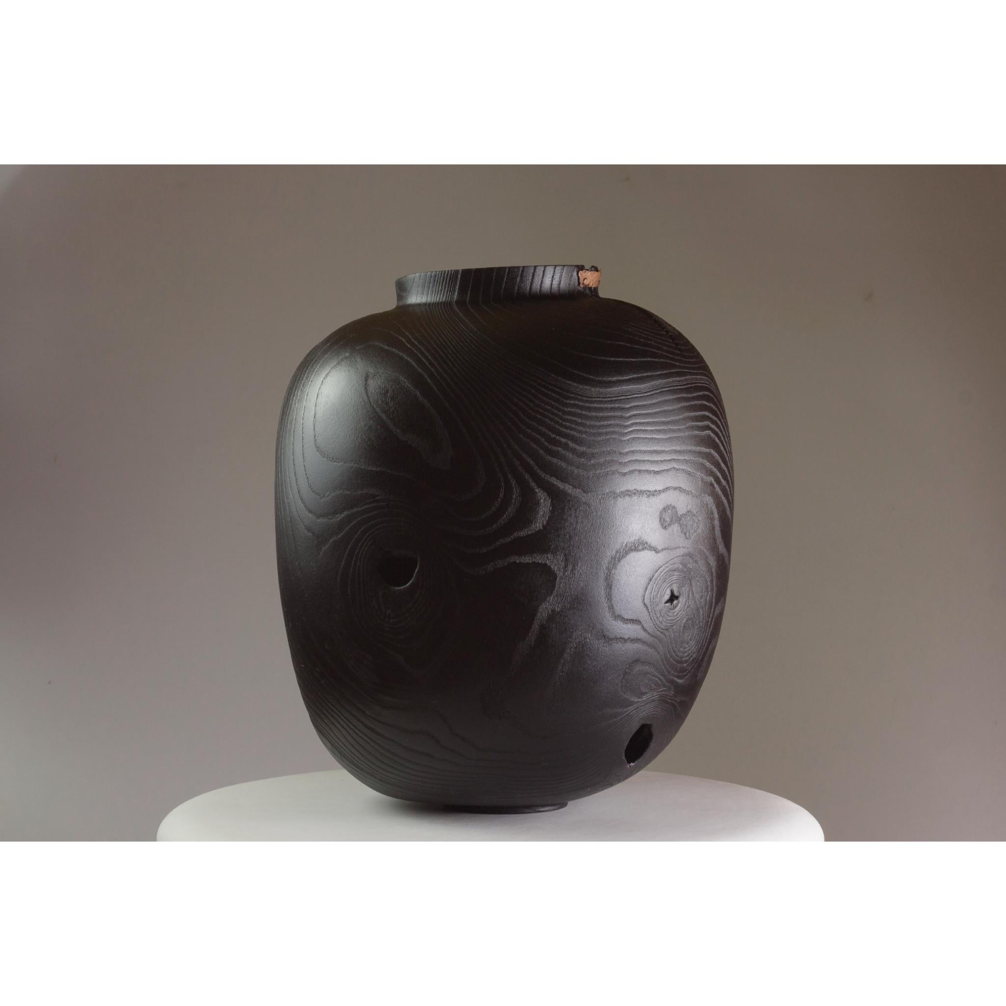Sandblasted Ash and Copper Vase by Vlad Droz For Sale