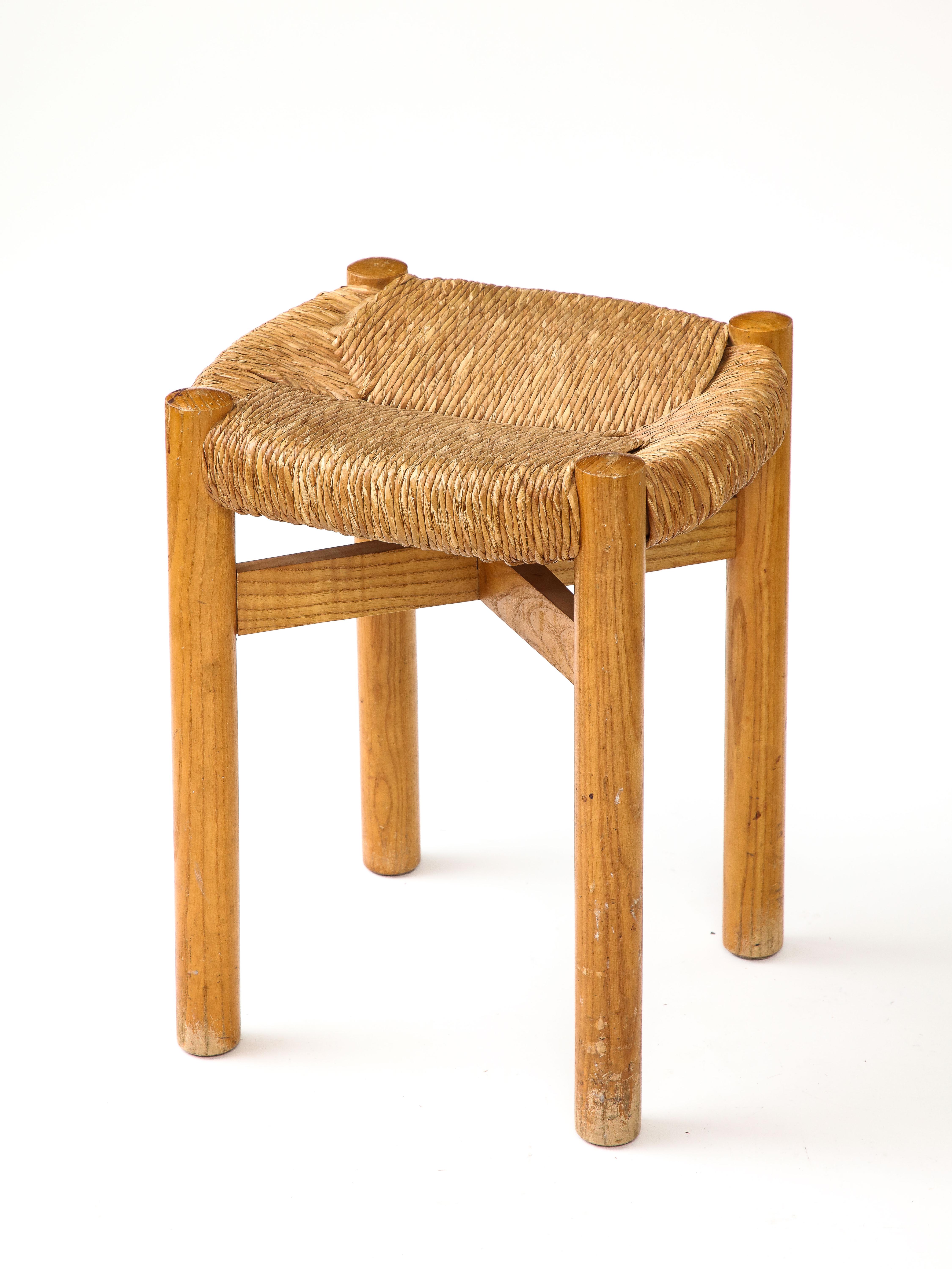 Modern Ash and Cord  Stool by Charlotte Perriand, France, c. 1960 For Sale