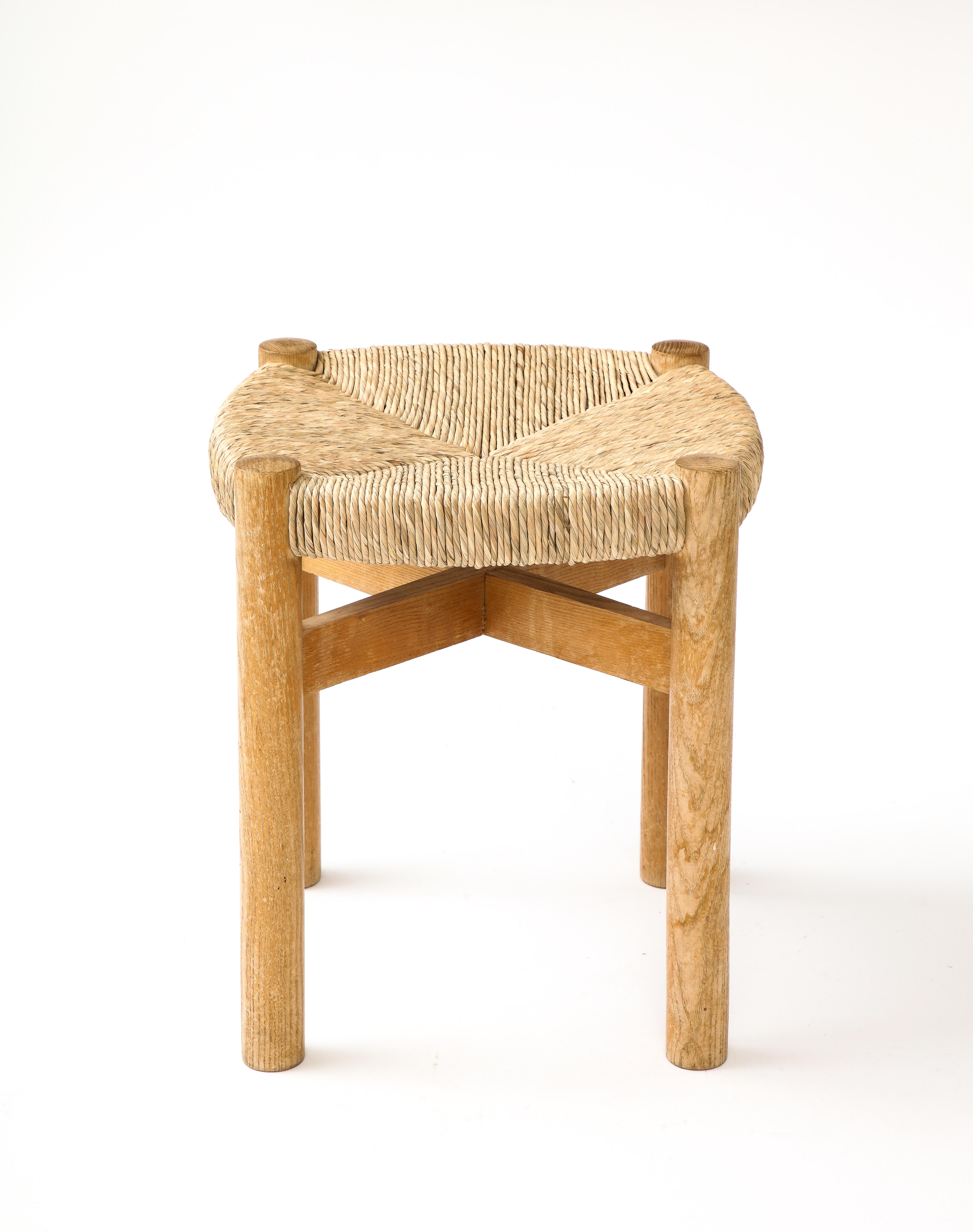 Ash and Cord Stool by Charlotte Perriand, France, c. 1960 In Excellent Condition For Sale In New York City, NY