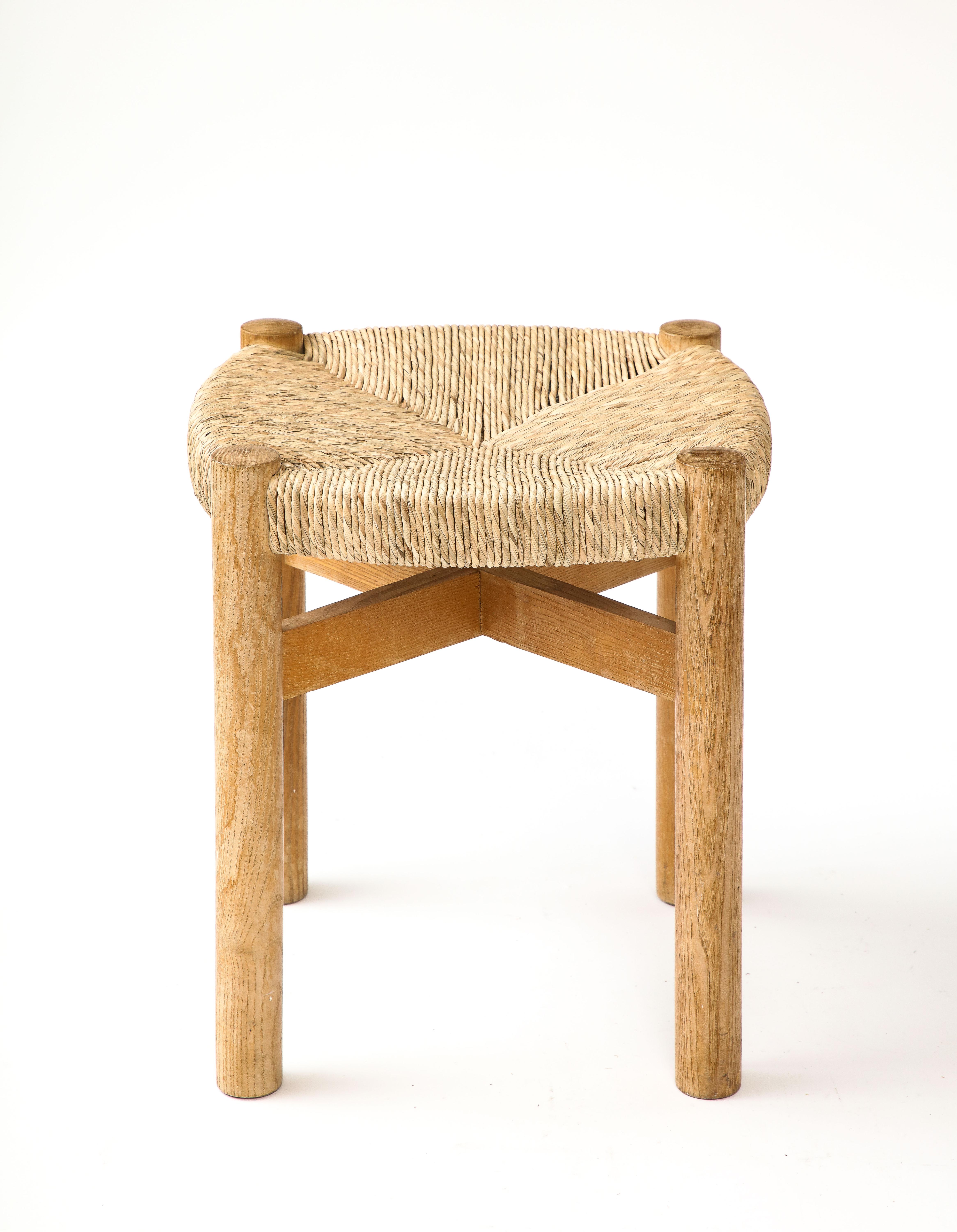 Mid-20th Century Ash and Cord Stool by Charlotte Perriand, France, c. 1960 For Sale