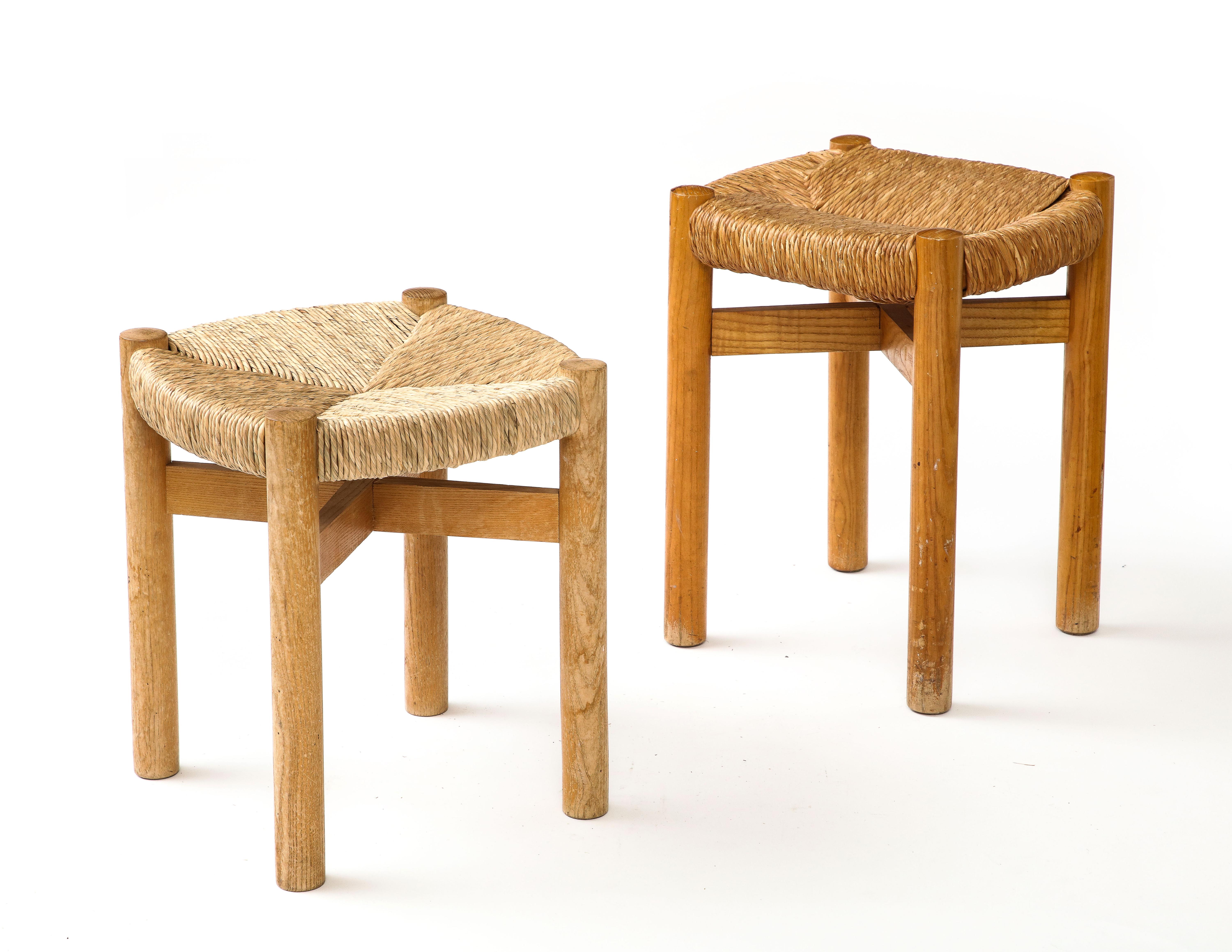 Ash and Cord  Stool by Charlotte Perriand, France, c. 1960 In Good Condition For Sale In New York City, NY