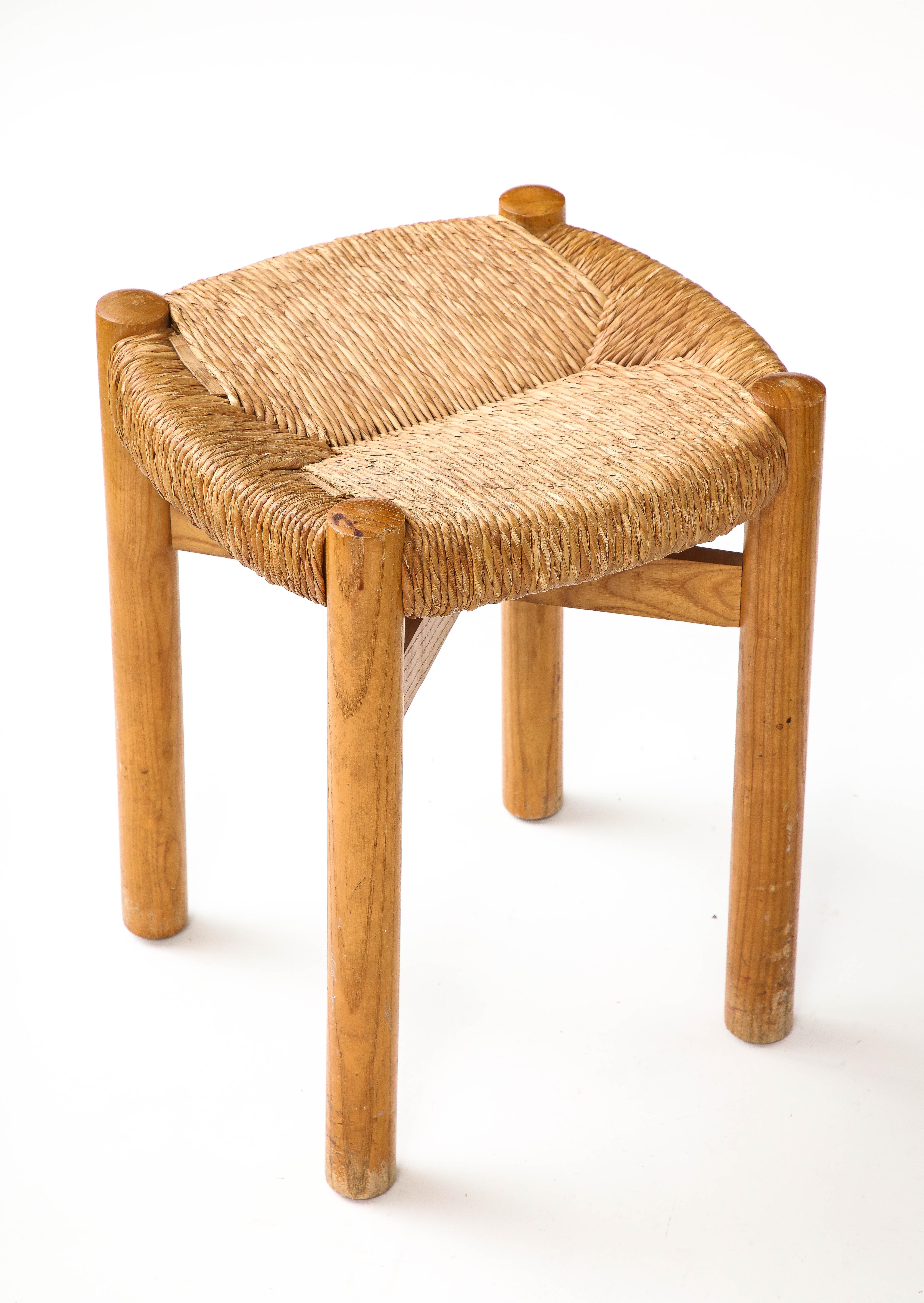 Ash and Cord  Stool by Charlotte Perriand, France, c. 1960 For Sale 2