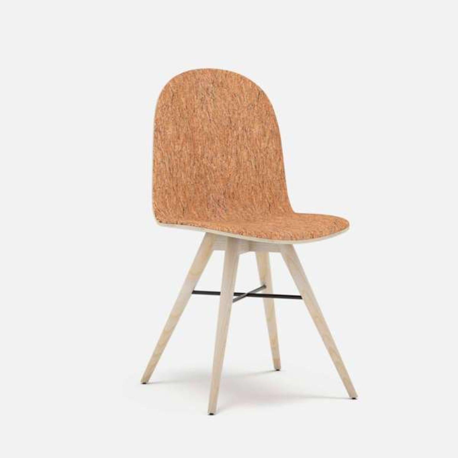 Ash and Corkfabric contemporary chair by Alexandre Caldas
Dimensions: W 40 x D 40 x H 80 cm
Materials: Ash solid wood, corkabric

Structure available in beech, ash, oak, mix wood
Seat available in fabric, leather, corkfabric.


