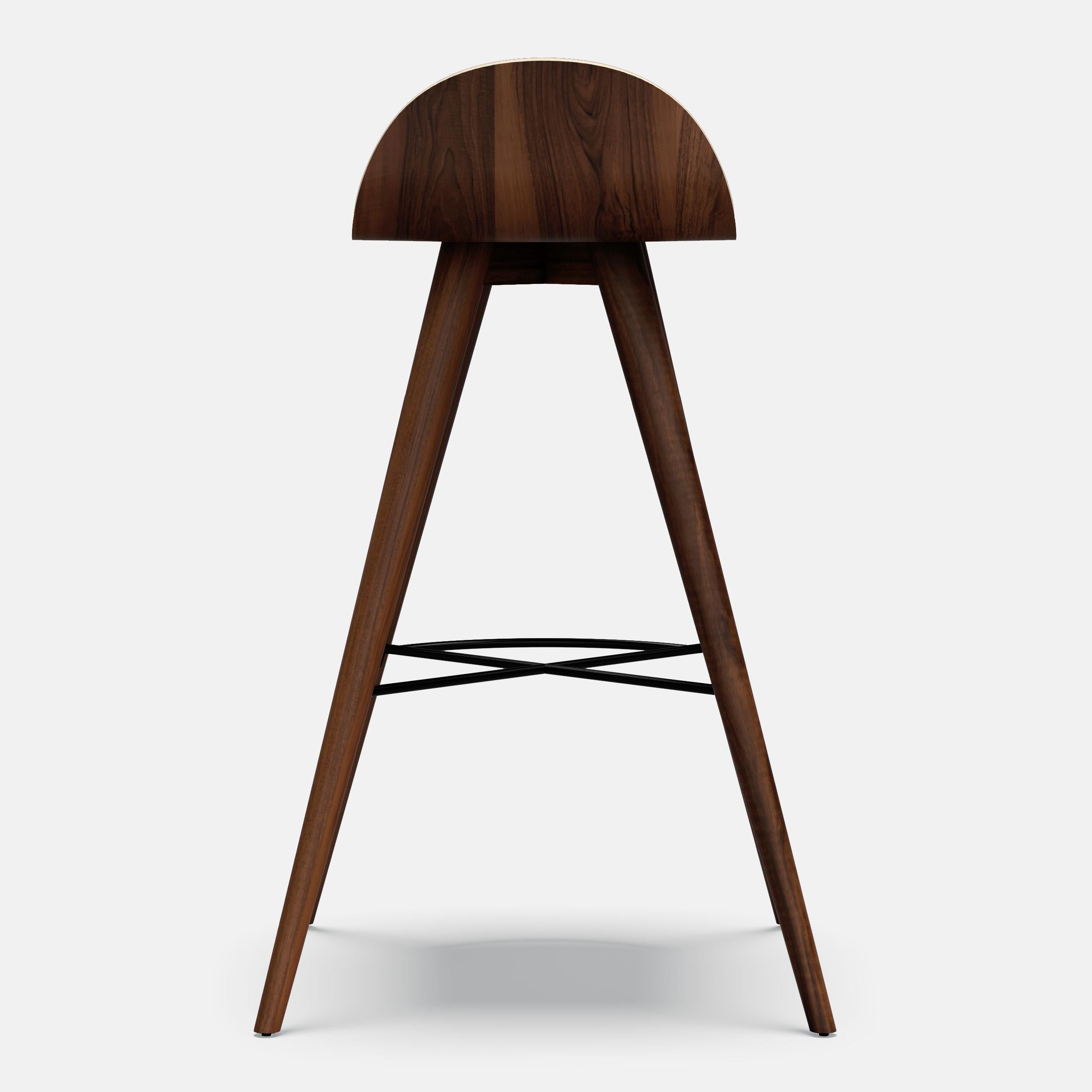 Portuguese Ash and Fabric Contemporary Counter Stool