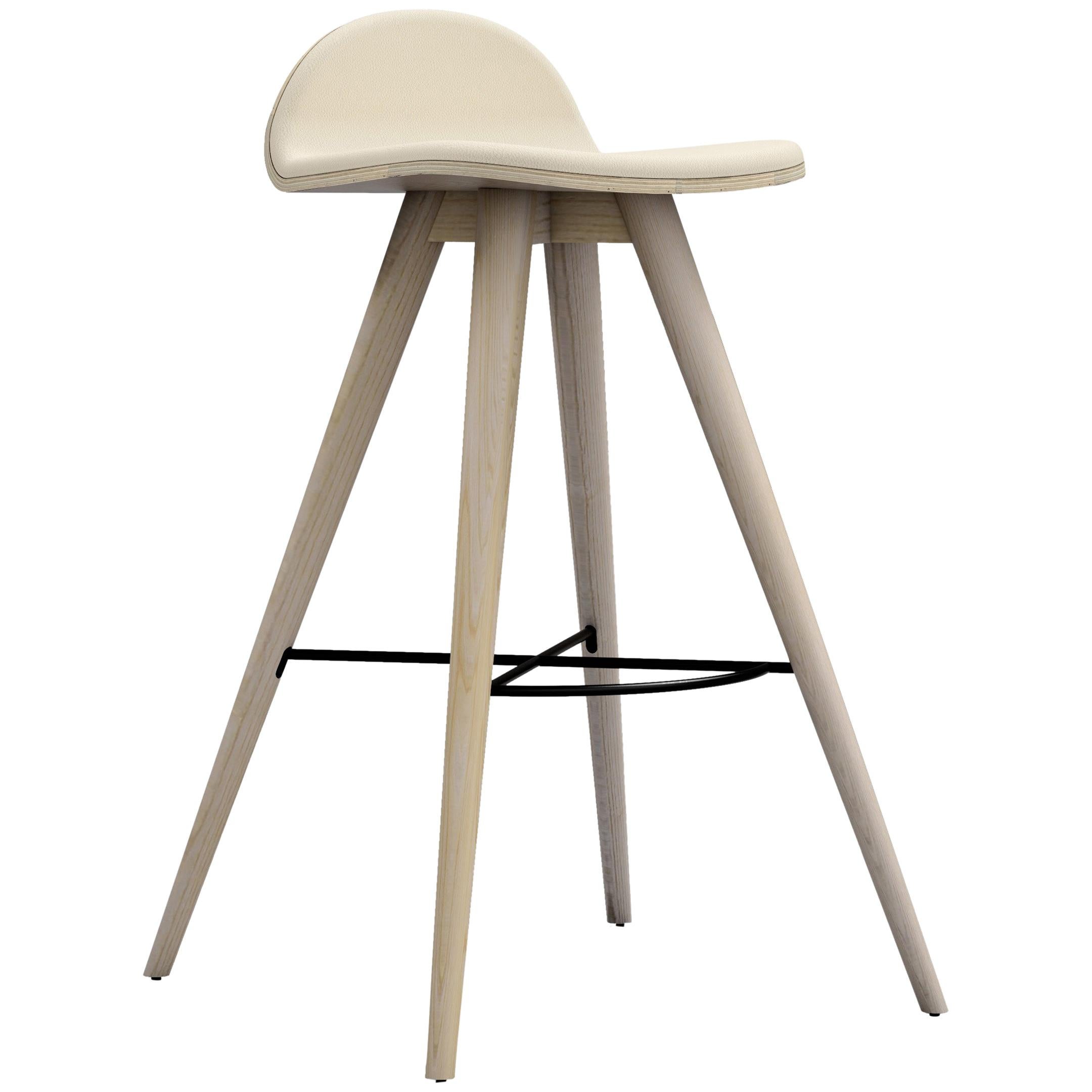 Ash and Fabric Contemporary Counter Stool