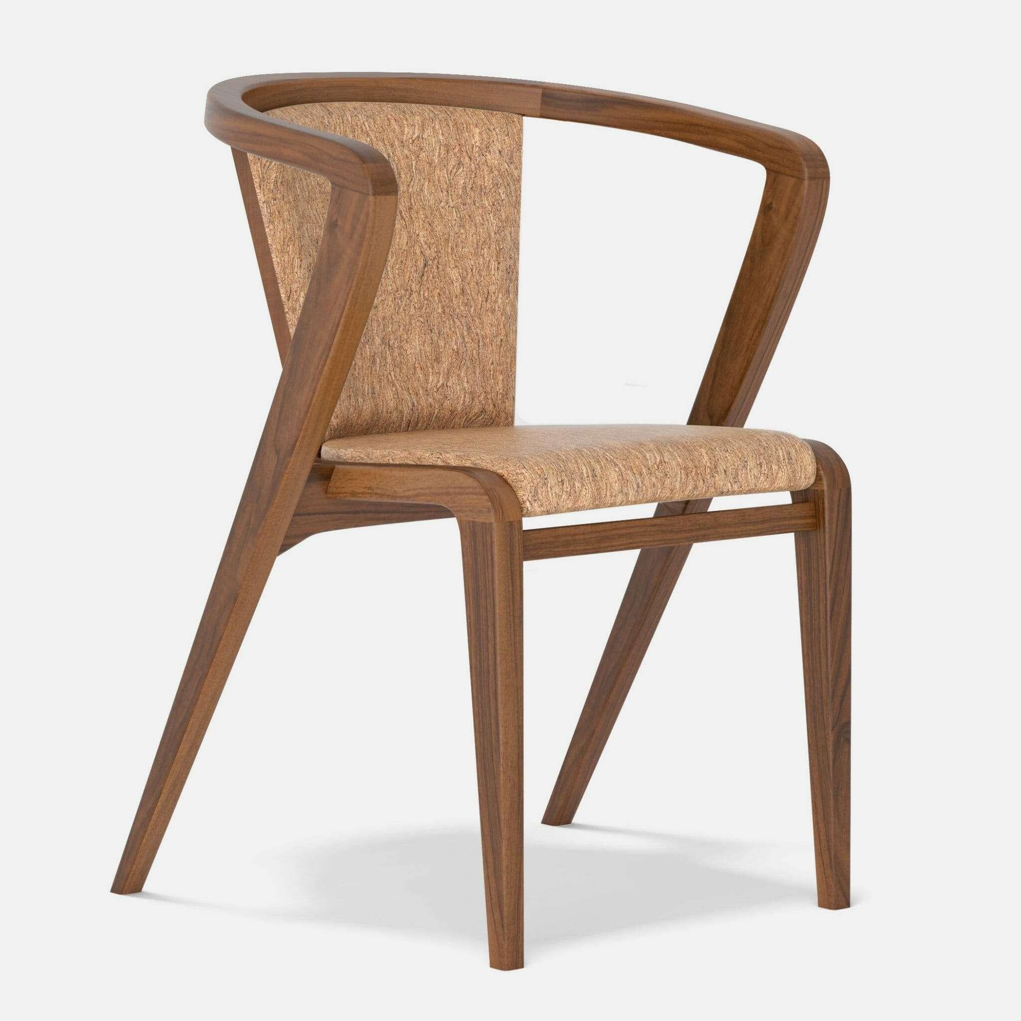 Organic Modern Ash and Fabric Portuguese Roots Chair by Alexandre Caldas
