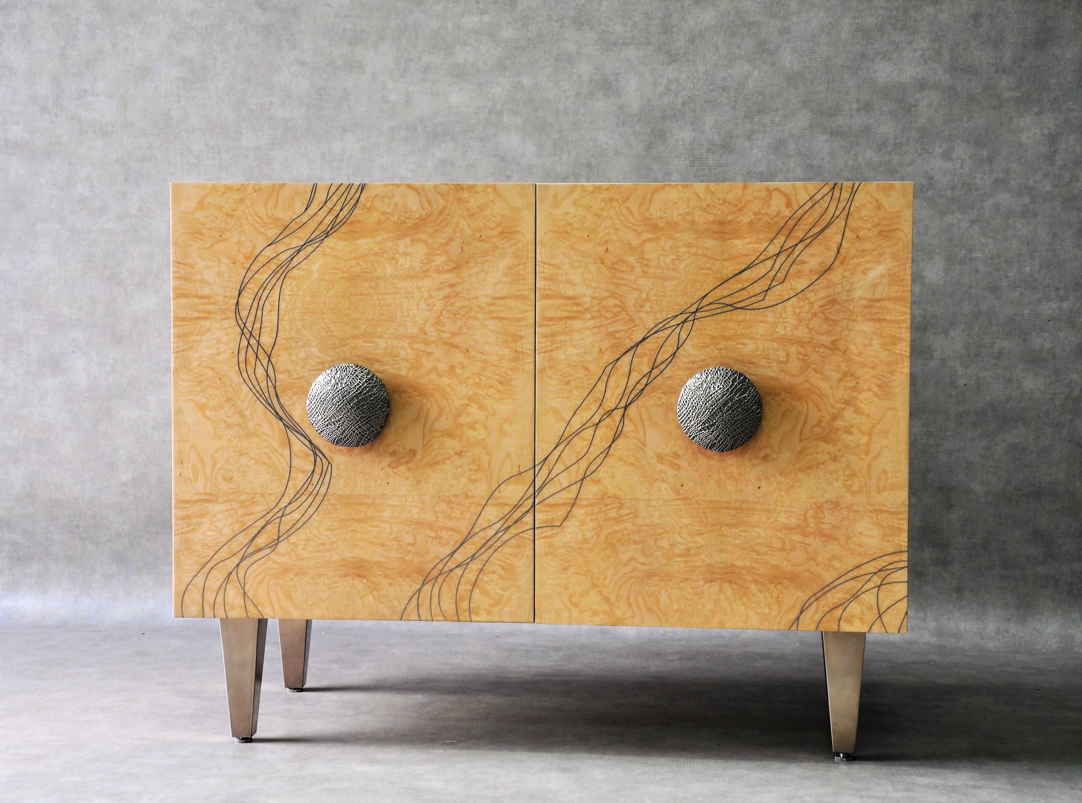 Hand-Crafted Ash and Titanium Sideboard 