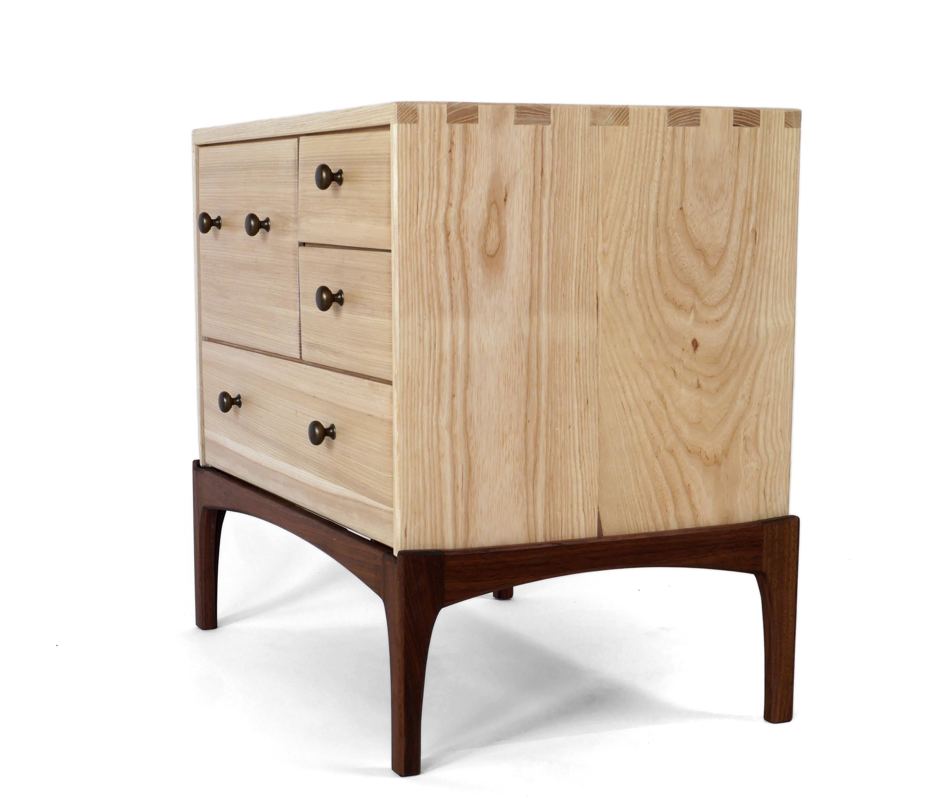 American Ash Aurora Nightstand Four Drawer Modern Bedside Table/ Chest of Drawers by Arid For Sale