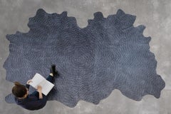 Ash Black Batik, Sunburst Dash, Large Hand Dyed Cowhide Rug by AVO