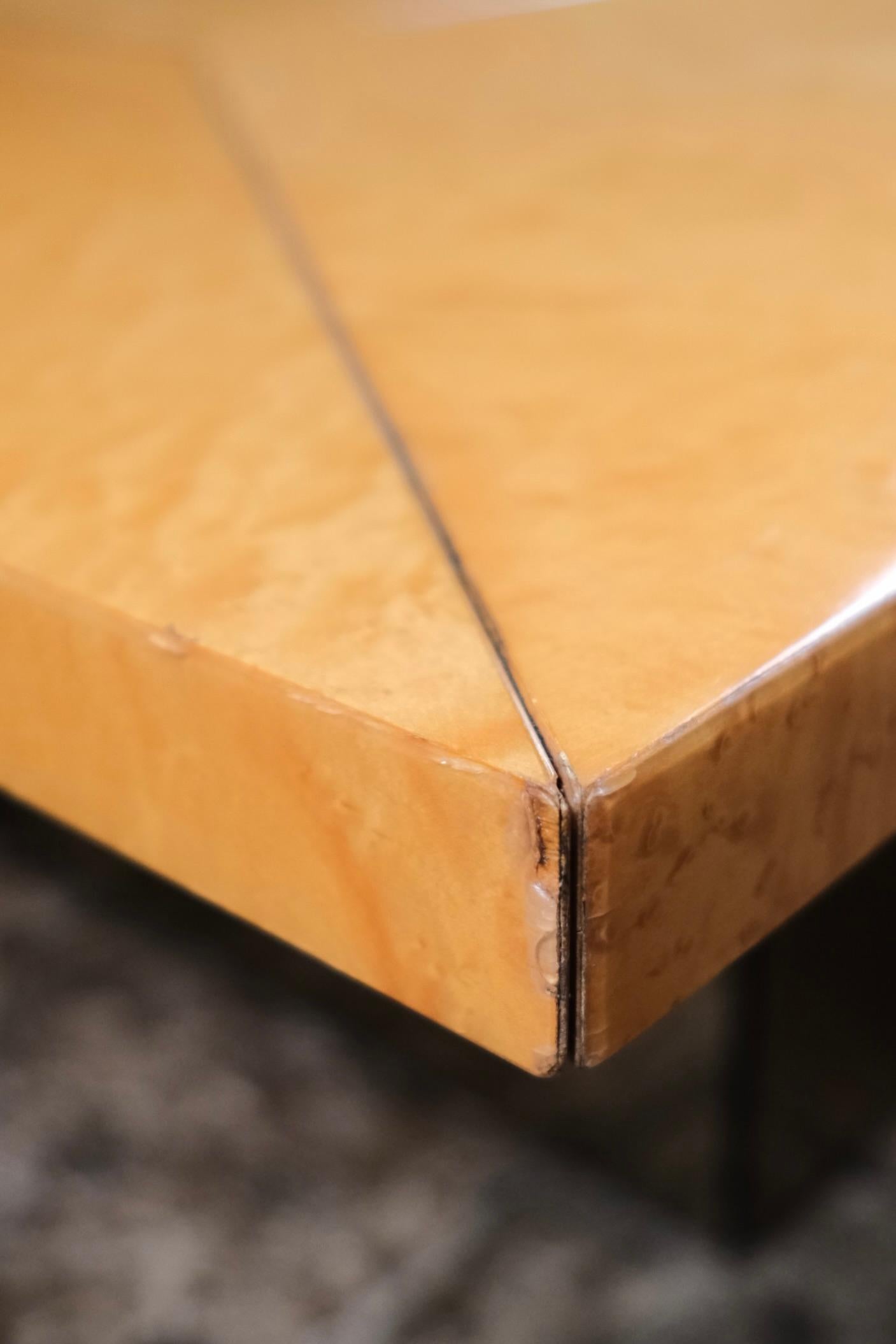 Ash burl wood coffee table with bar by Paul Michel for Roche Bobois, 1980s For Sale 5