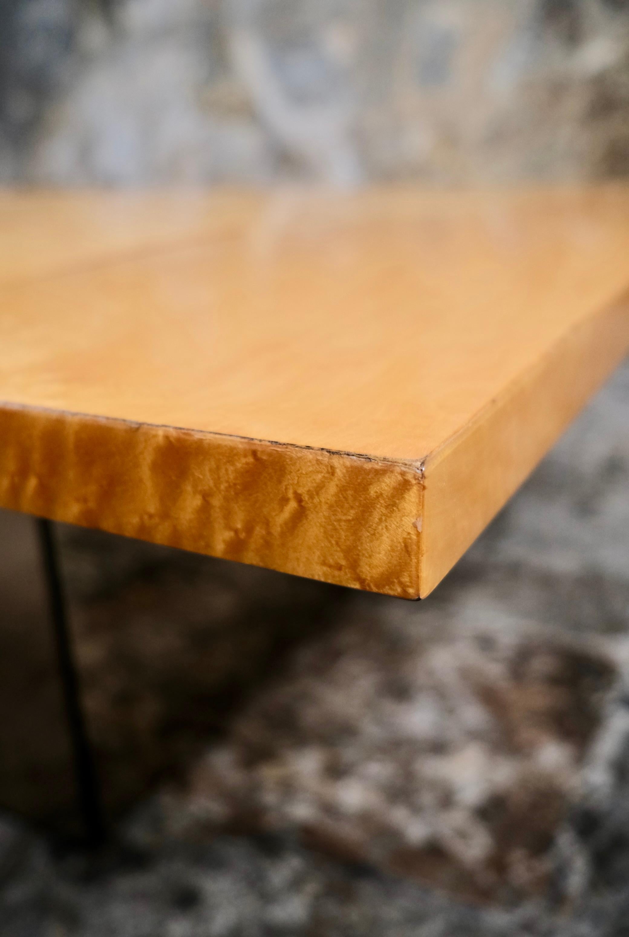 Ash burl wood coffee table with bar by Paul Michel for Roche Bobois, 1980s For Sale 6