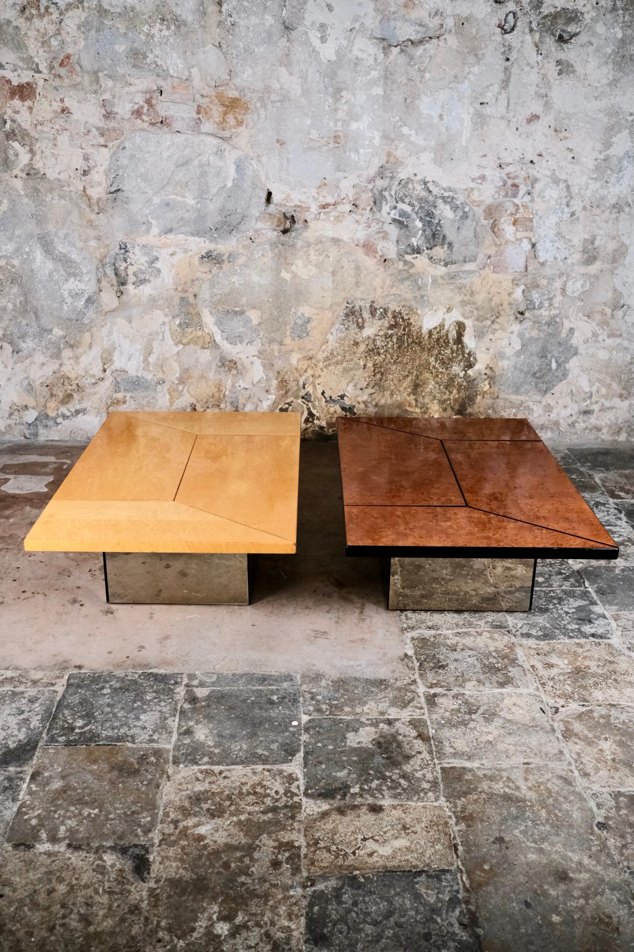 Ash burl wood coffee table with bar by Paul Michel for Roche Bobois, 1980s For Sale 11