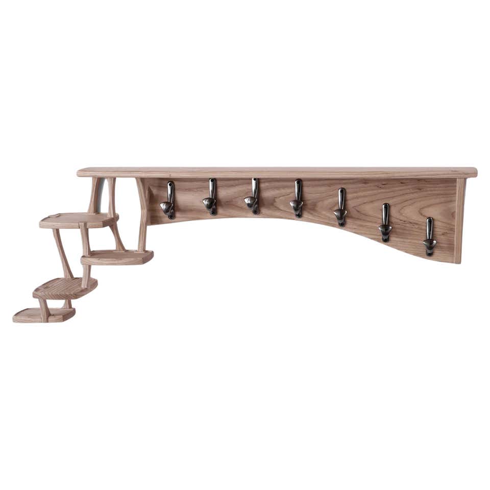 Walnut Cirrus Coat Rack, Modern Wall Mounted Hooks and Shelves by Arid ...