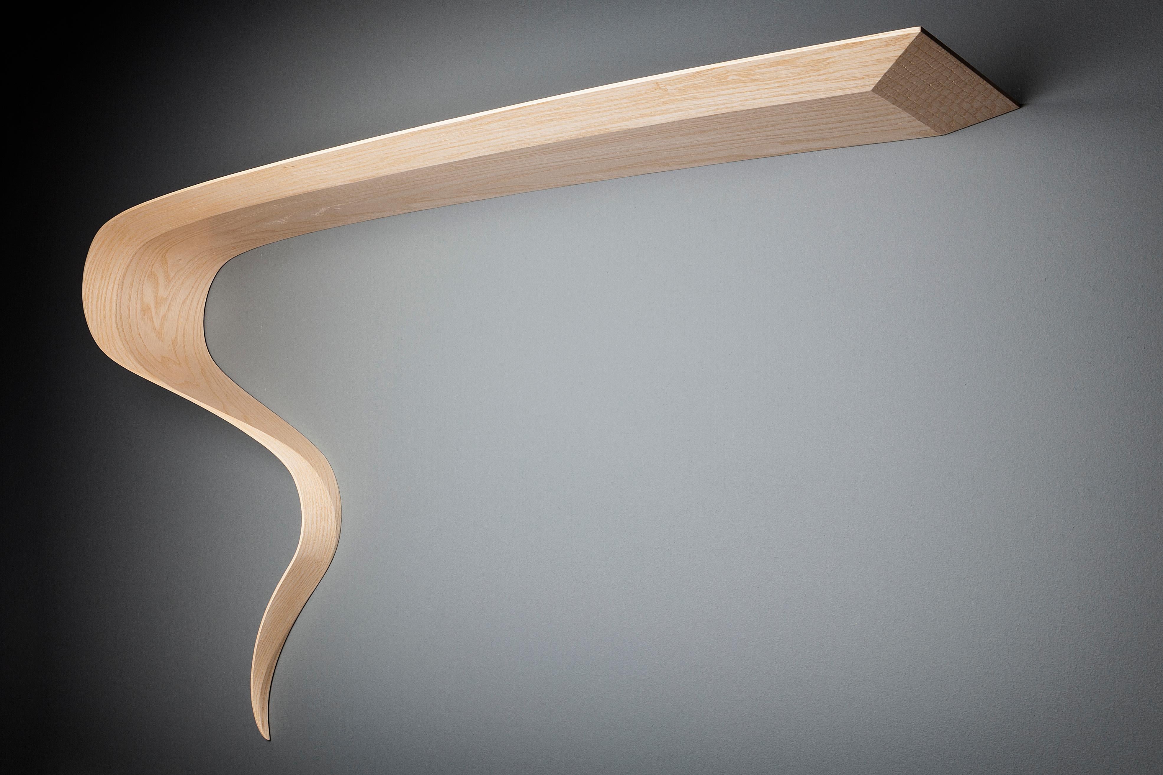 British Ash Comet Floating Shelf by David Tragen For Sale