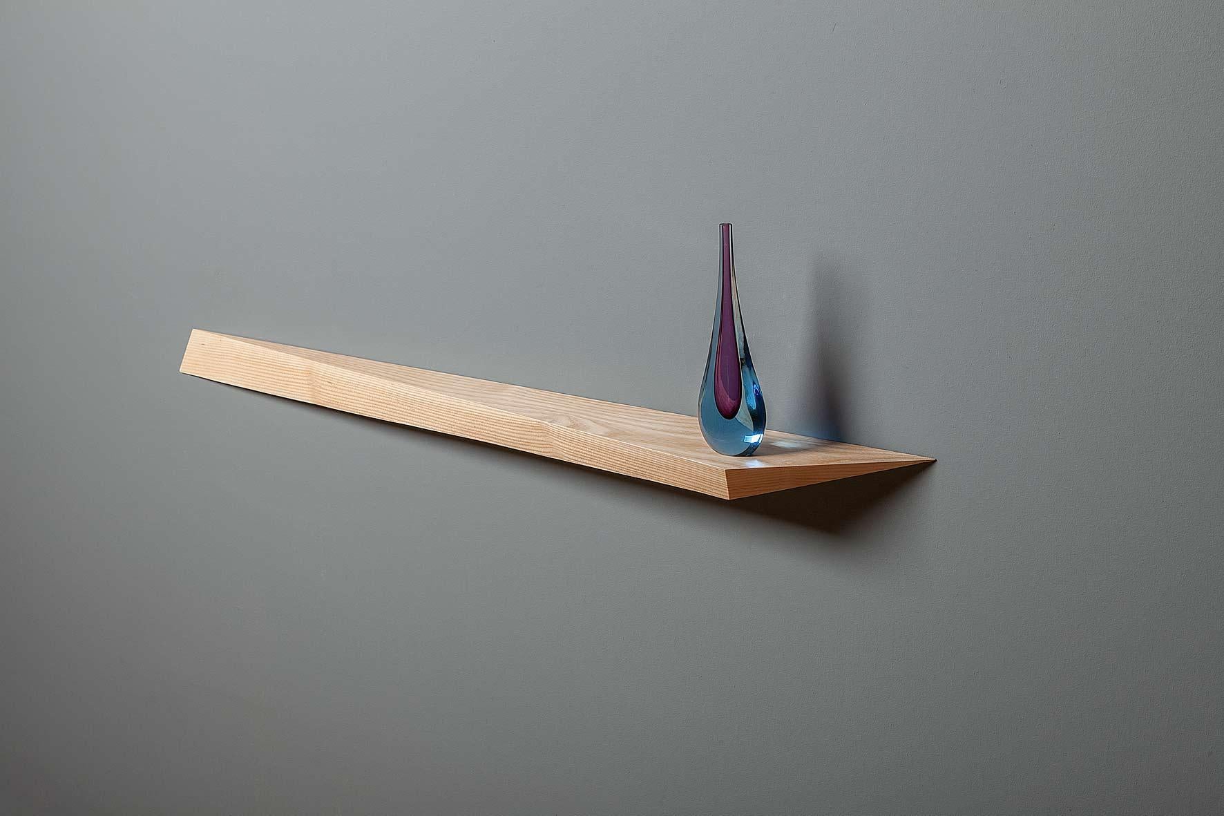 British Ash Comet Floating Shelf by David Tragen For Sale