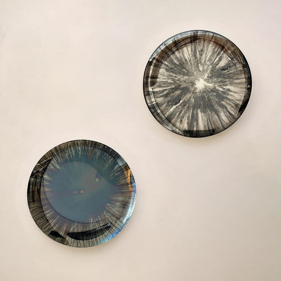 Ash Convex Sculptural Silver and Glass Mirror by Homa For Sale 10