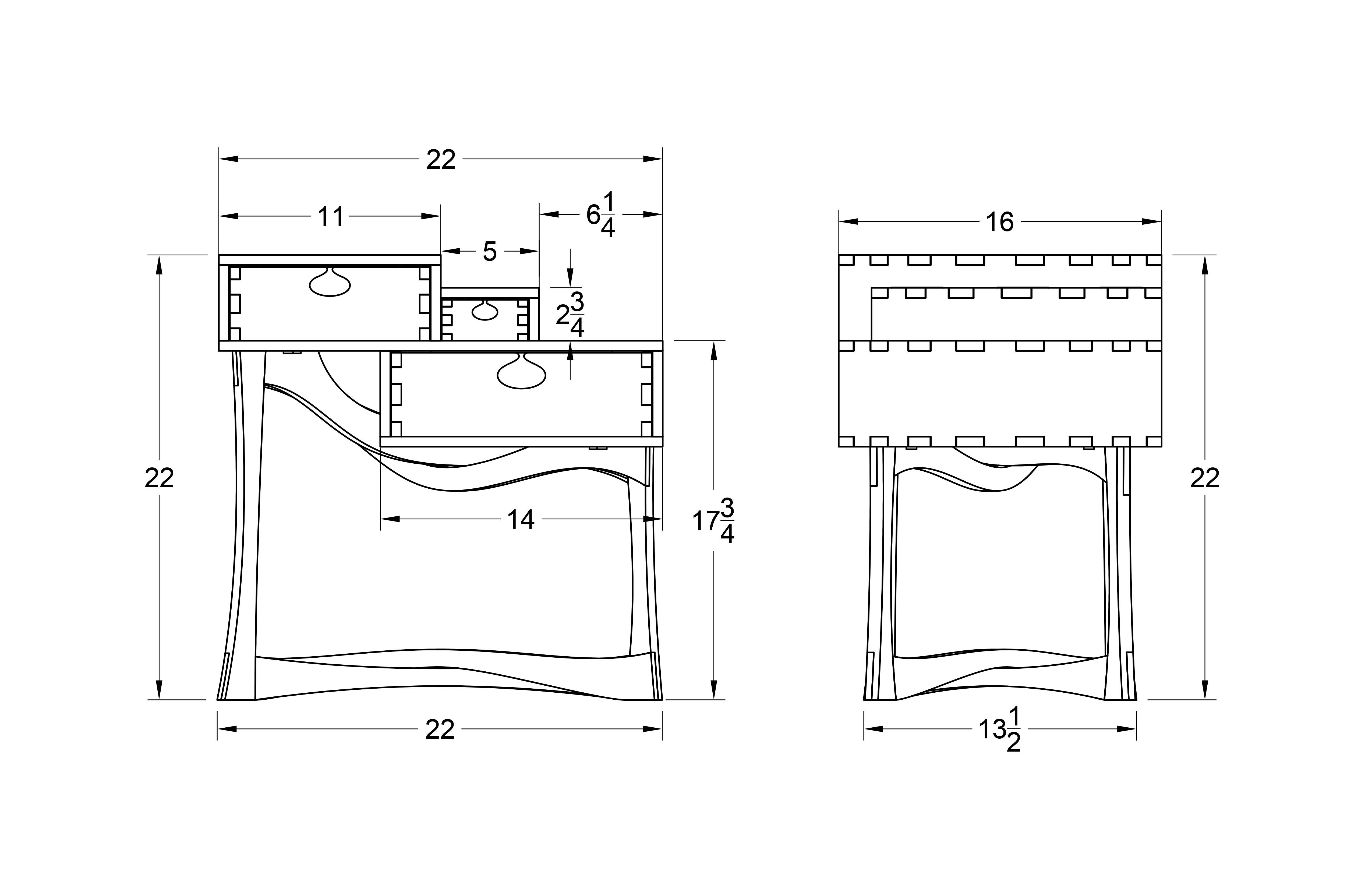 Eschenholz-Beistelltisch Coriolis mit drei Schubladen, moderner Nachttisch / Beistelltisch von Arid (Handgefertigt) im Angebot