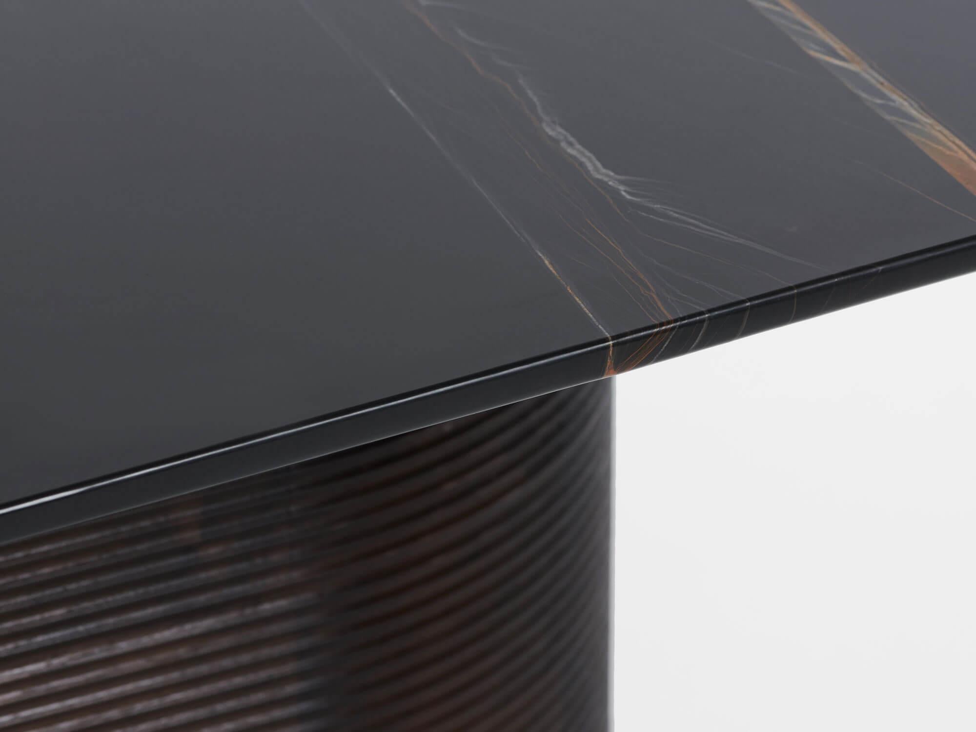 Marble Ash Dark Nero Marquina Waves Dining Table L by Milla & Milli For Sale