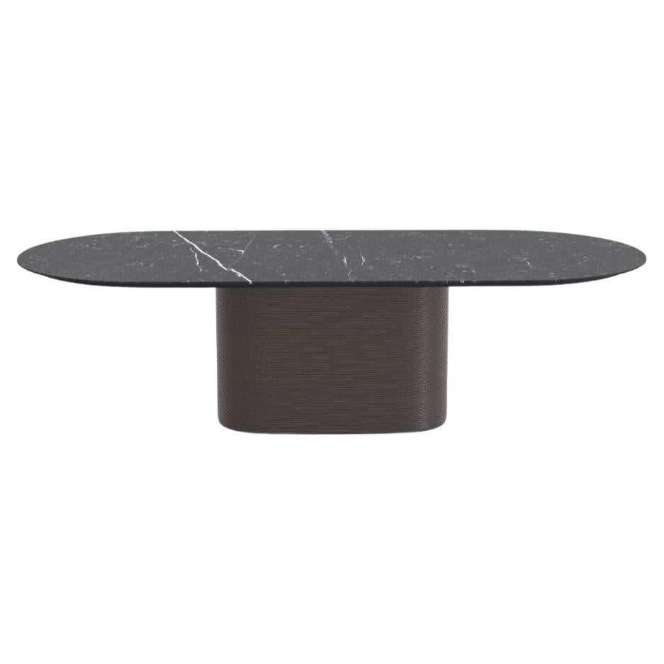Ash Dark Nero Marquina Waves Dining Table L by Milla & Milli For Sale